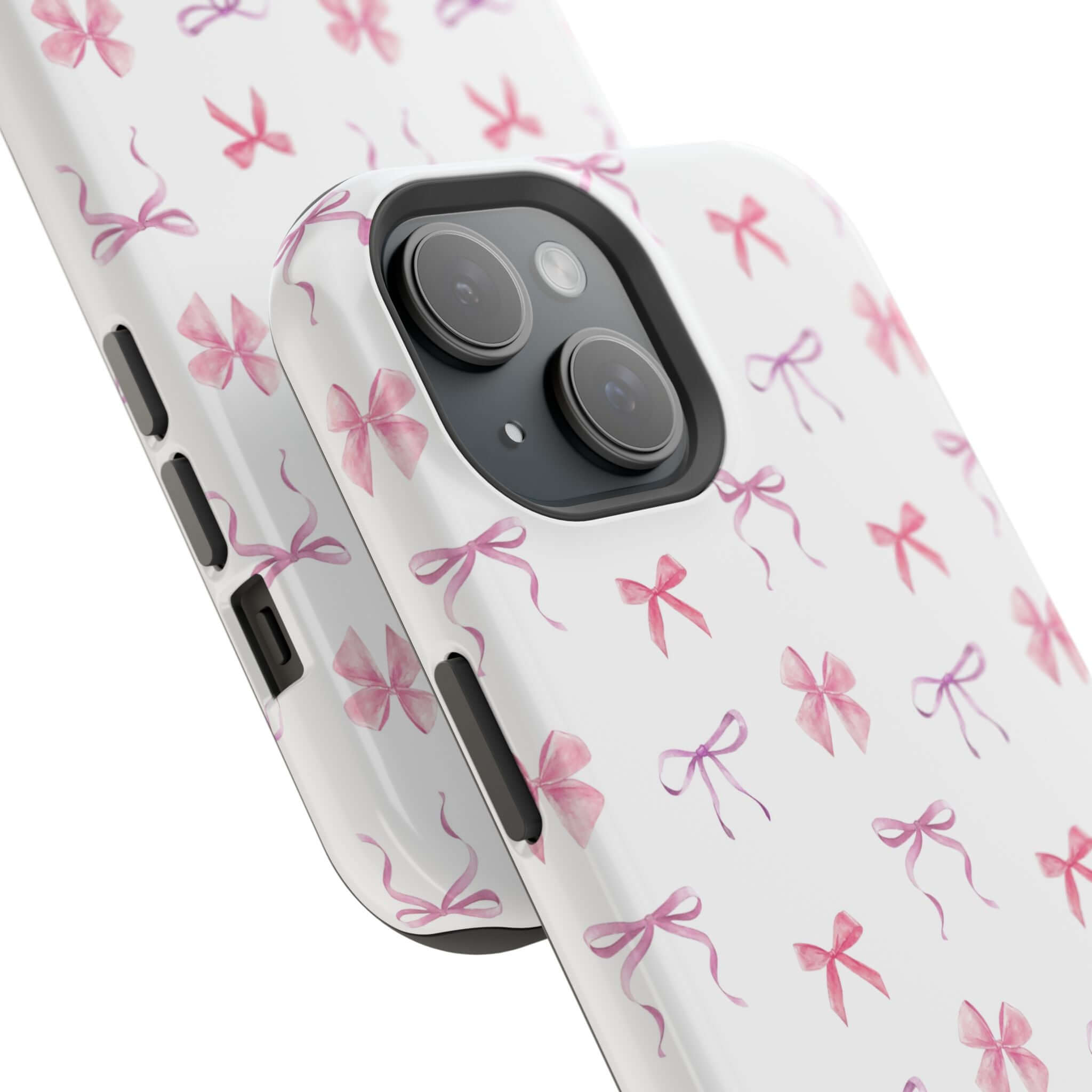 Pink watercolor bows iPhone case with cute design, free shipping, from Doing Girlie Things - a perfect girly accessory.