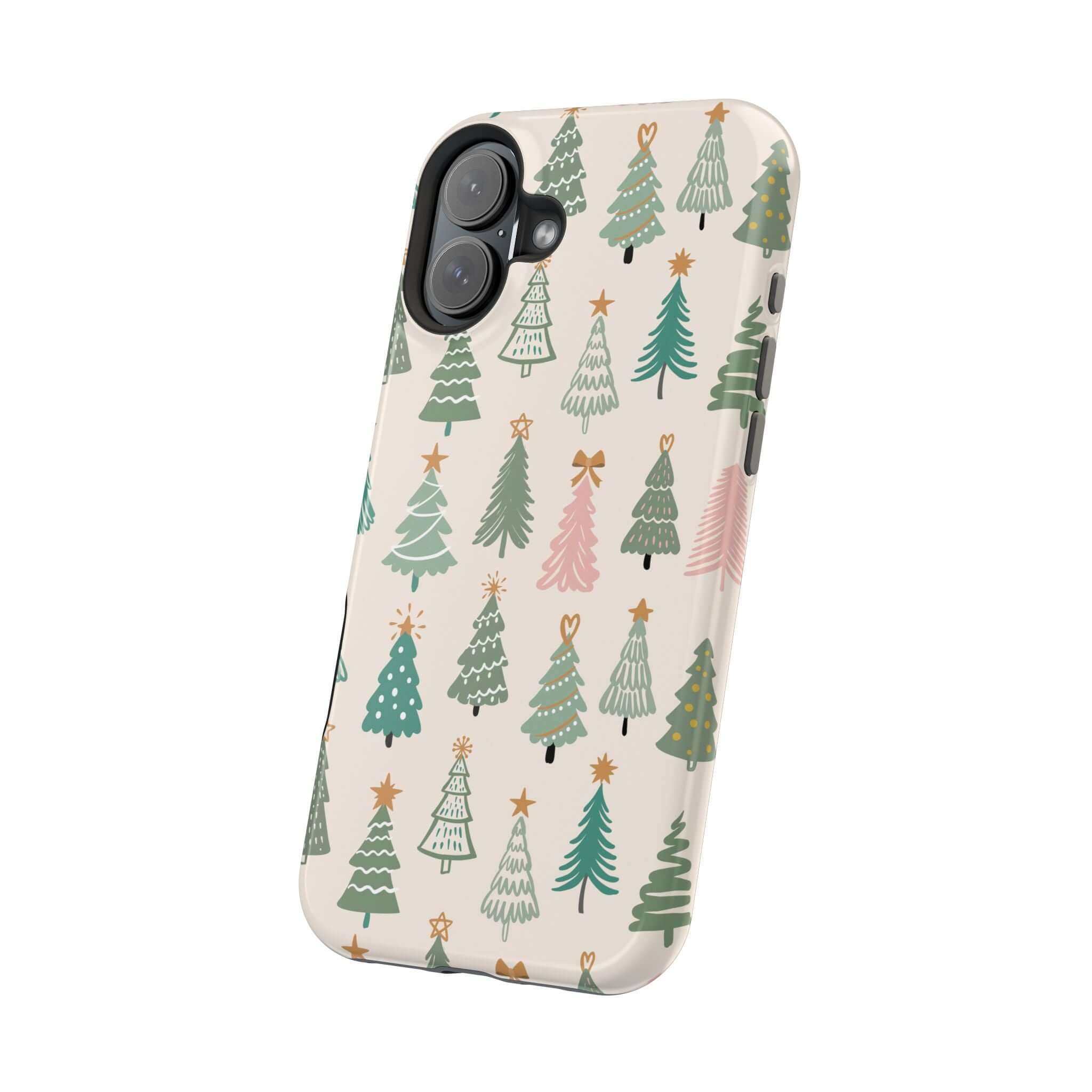 Festive O Christmas Tree MagSafe case with holiday tree design, perfect Xmas phone cover and cute phone case for holiday spirit.