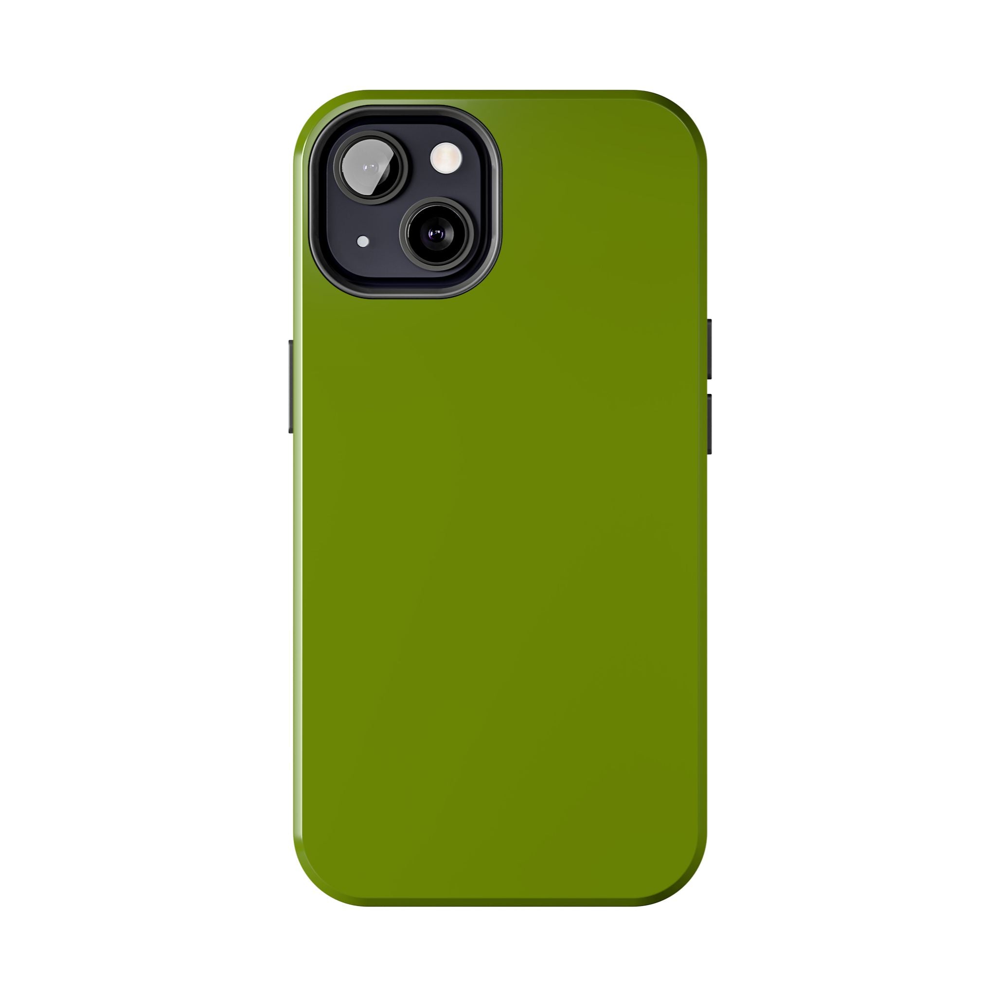 Solid green cute phone case for iPhone, Matcha Tea theme, protective and stylish accessory.