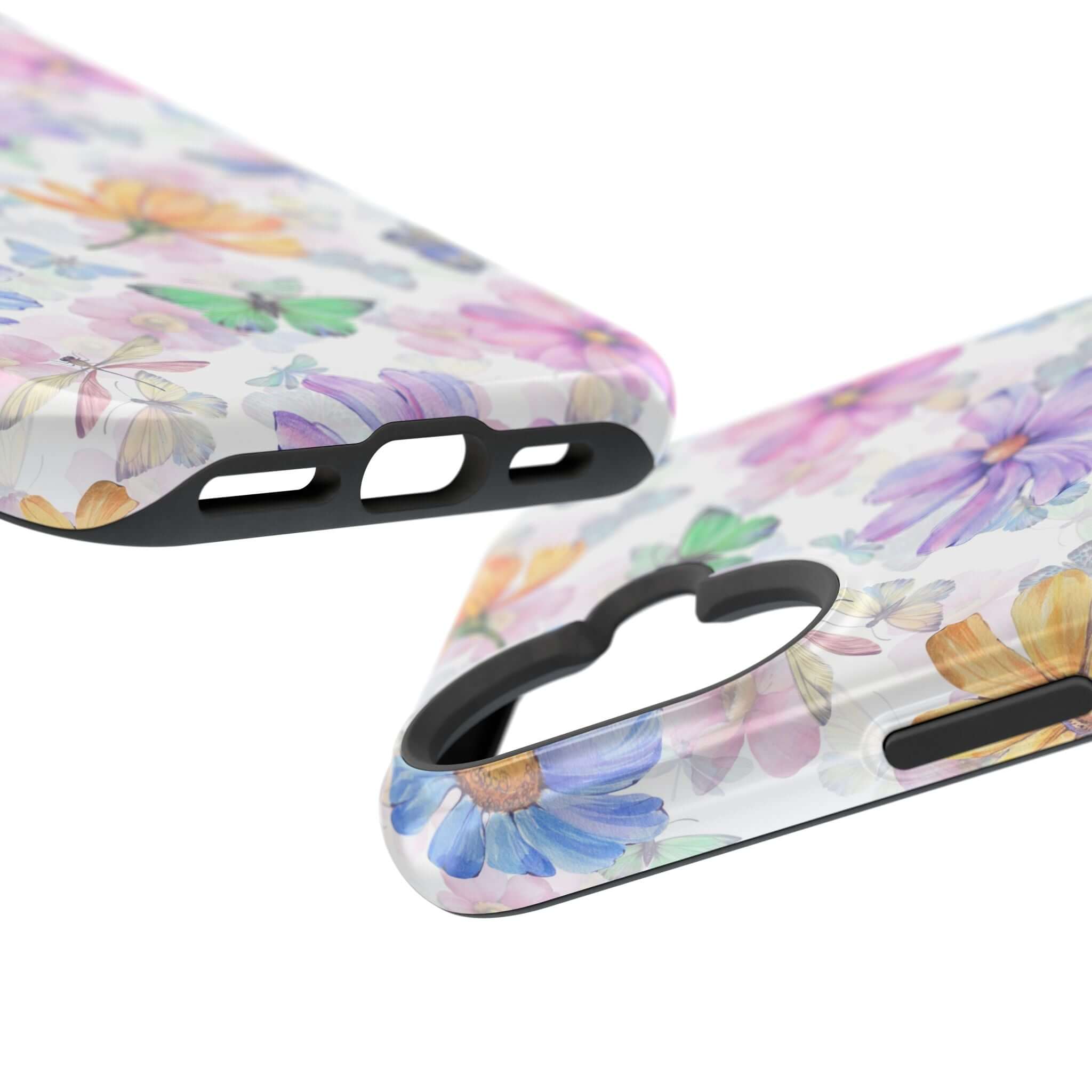 Fluttering Blooms Watercolor Butterfly Case - Cute MagSafe iPhone 16 Case with Colorful Floral Design, Protective and Stylish