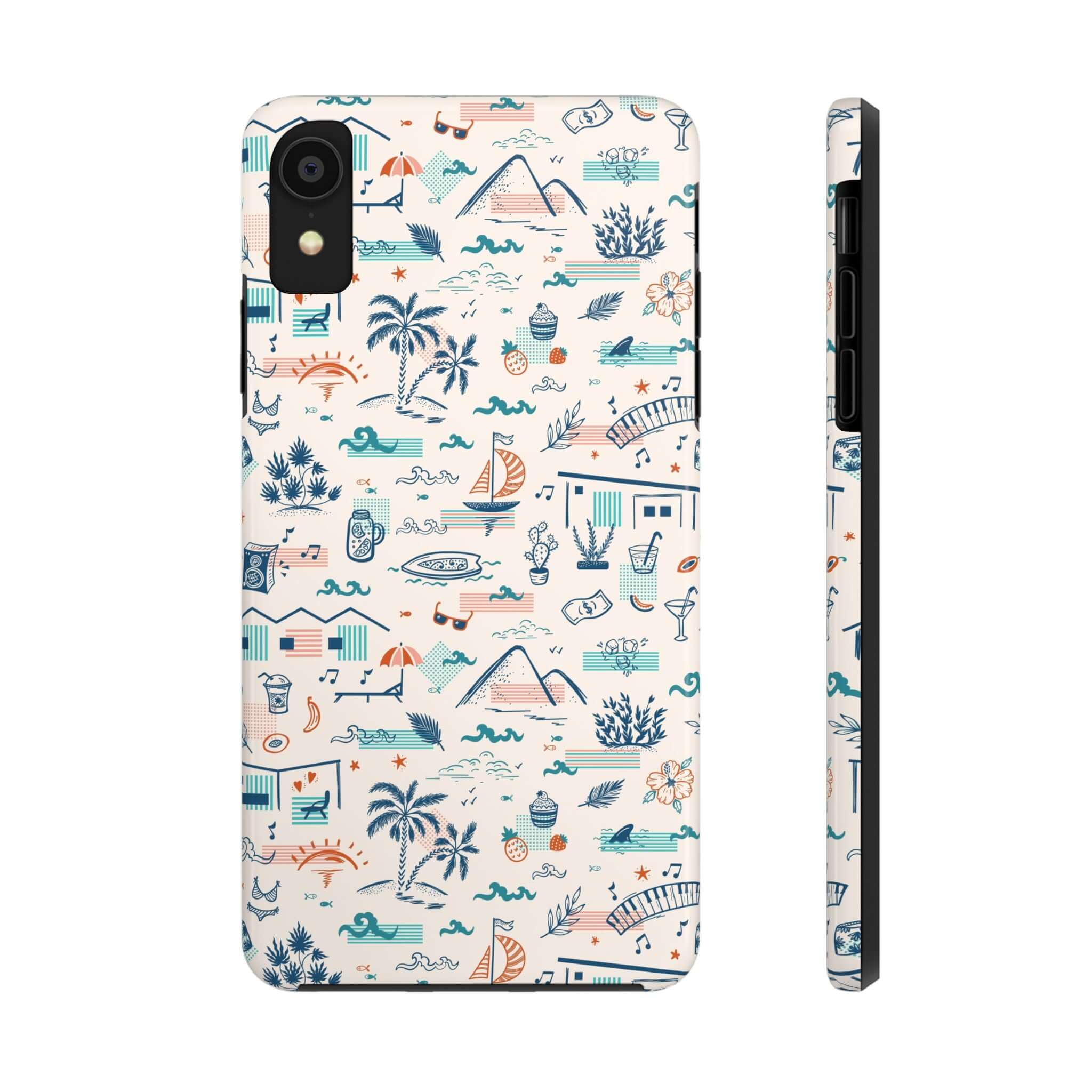 Colorful iPhone case with summer vacation design for iPhone 14 Pro Max and Samsung S23