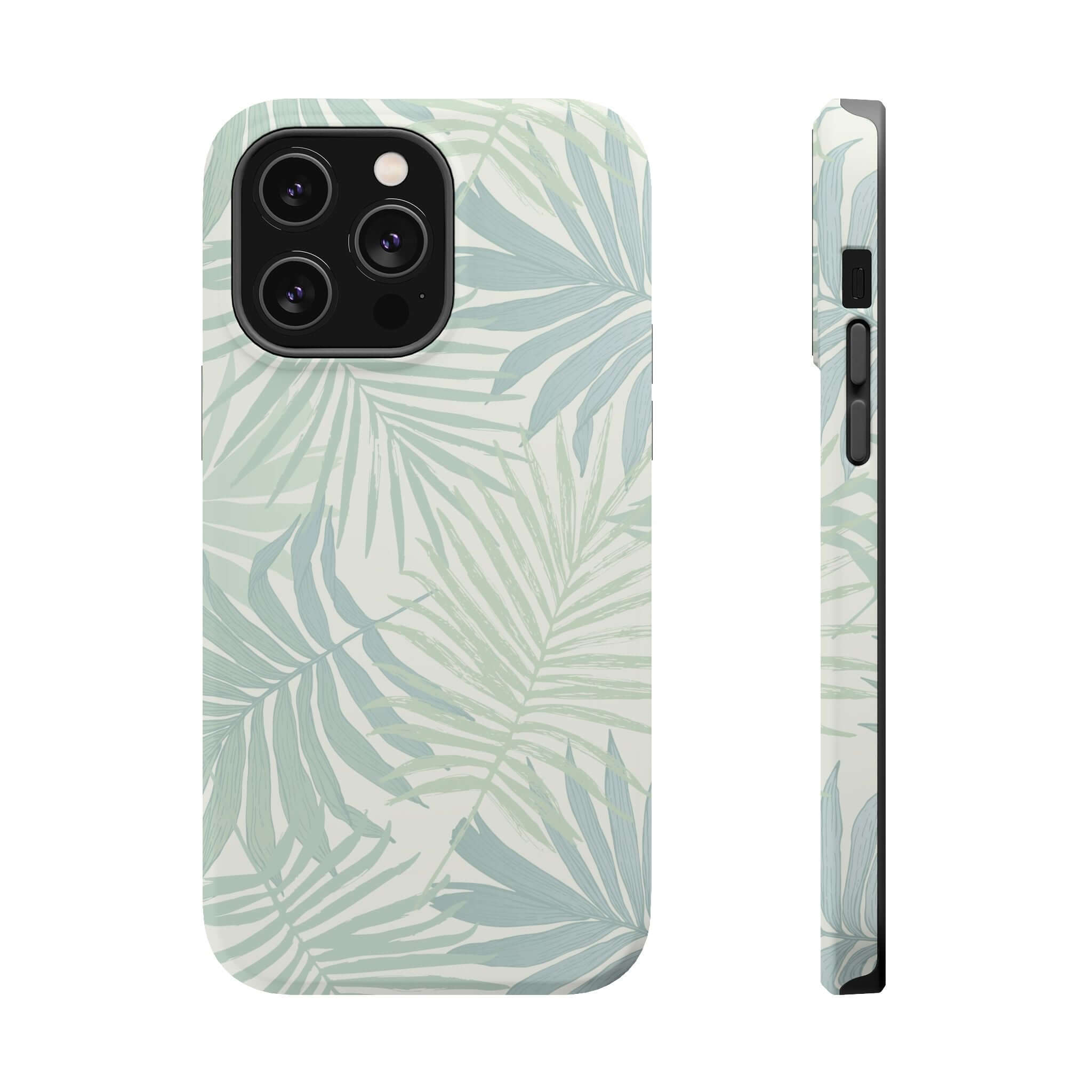 Cute Teal Tropical iPhone Case with Palm Tree Design and MagSafe Technology for Free Shipping