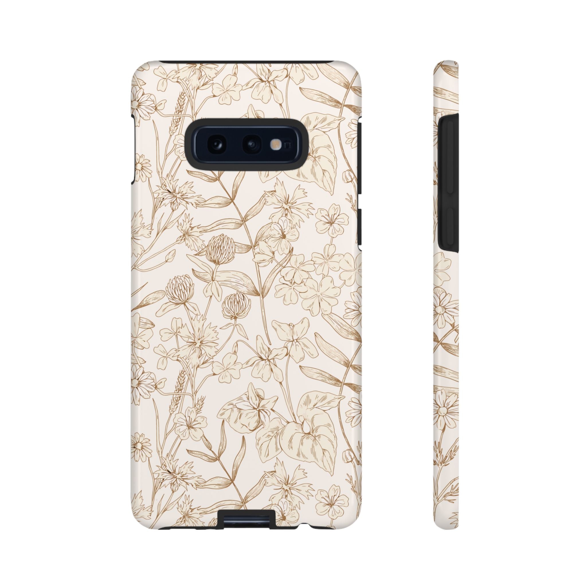 Beige Thyme Tan Garden Phone Case with floral design for Samsung, Cute Phone Case for iPhone 16, stylish nature-inspired cover.