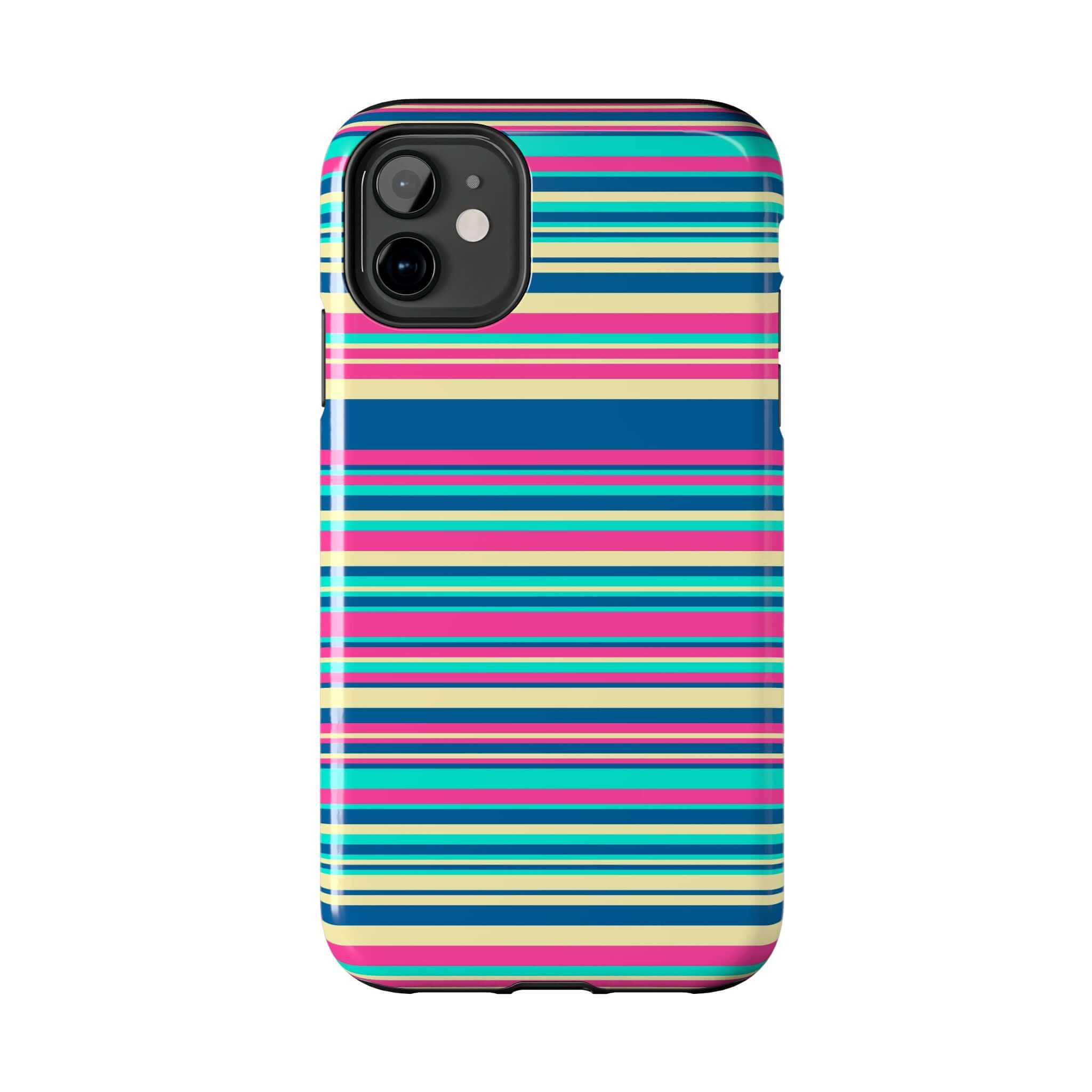 Color Pop colorful striped phone case for iPhone 14, iPhone 15. Cute, playful, protective cover with free shipping. Phone cases cute