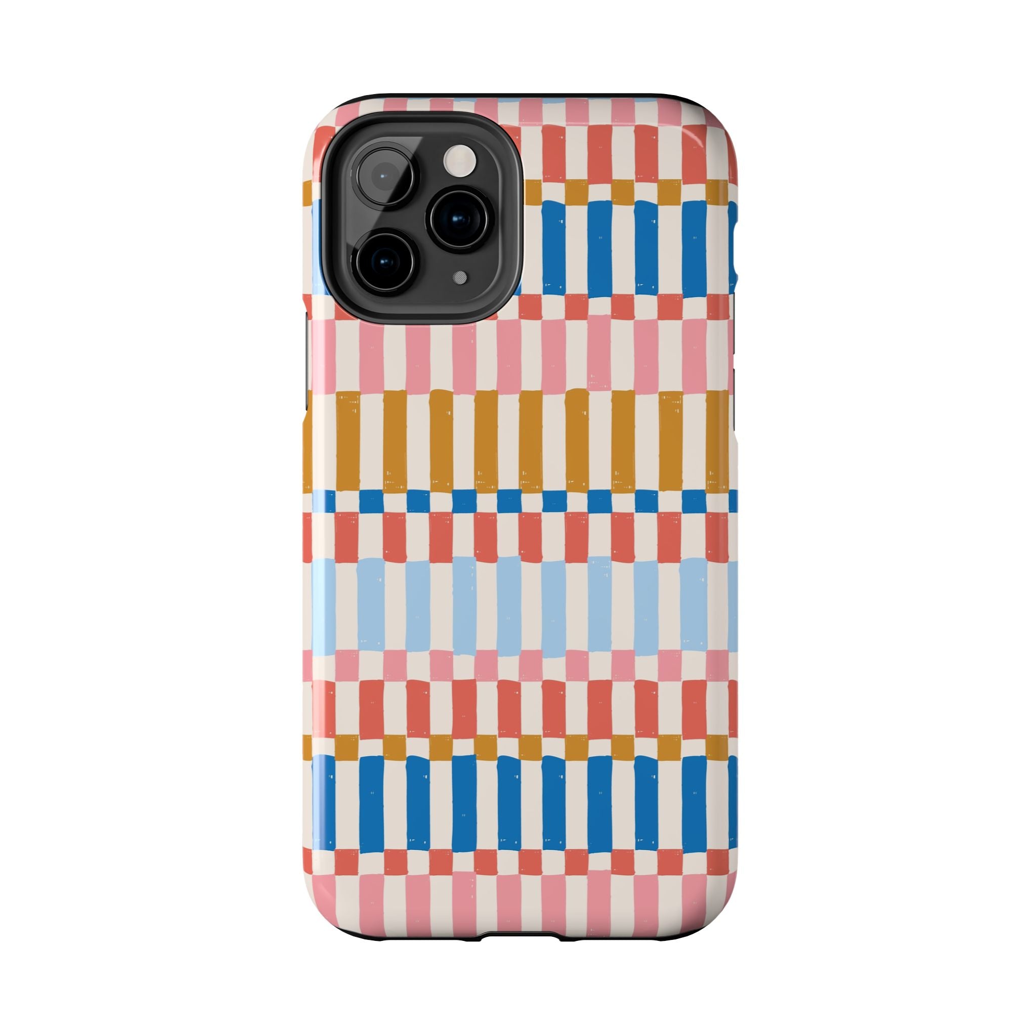 Cute iPhone case with colorful vintage stripes, perfect iPhone cover for stylish protection - Colorwave Stripes phone case.