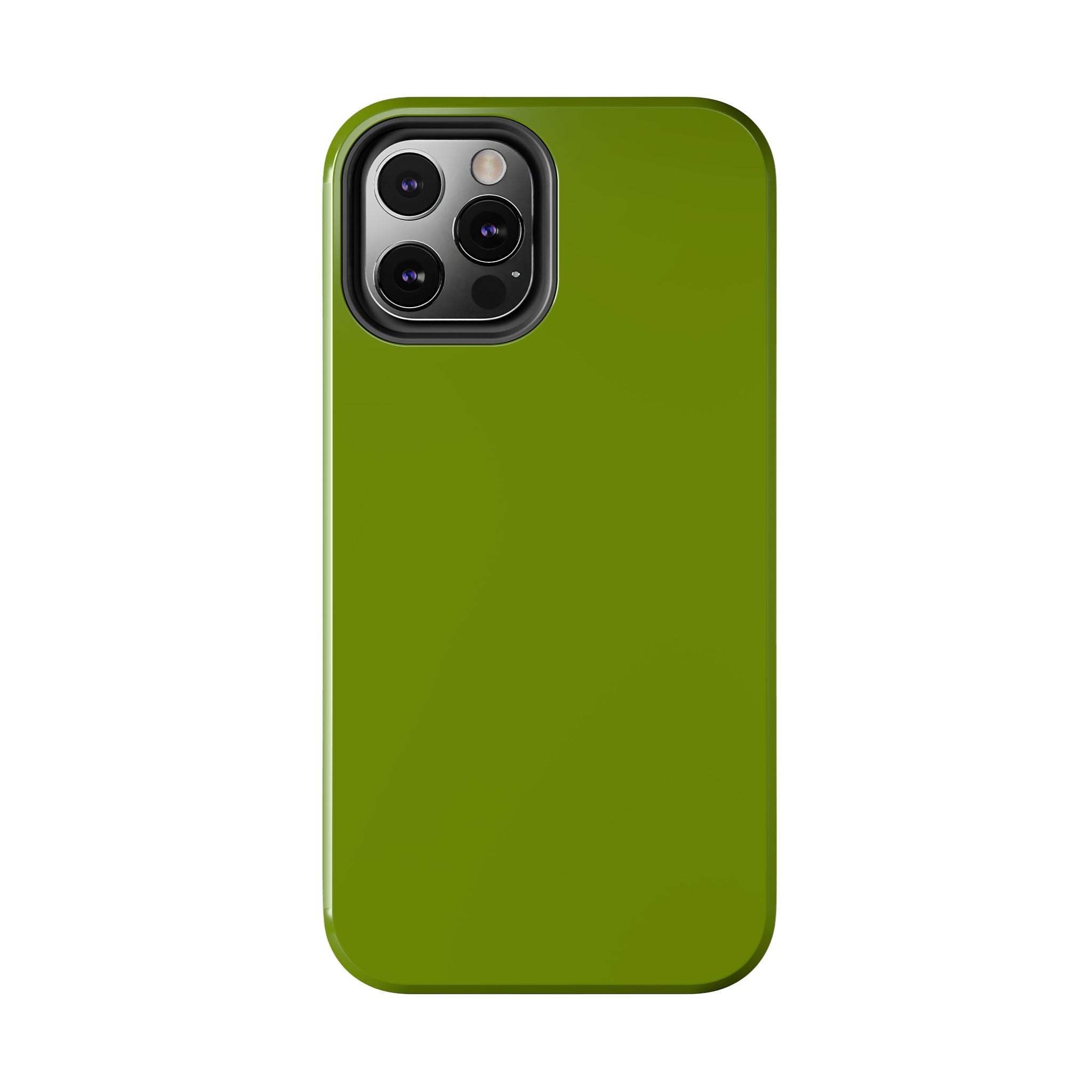 Solid green Matcha Tea iPhone case, cute phone accessory, protective floral phone case for iPhone, stylish and sleek design.