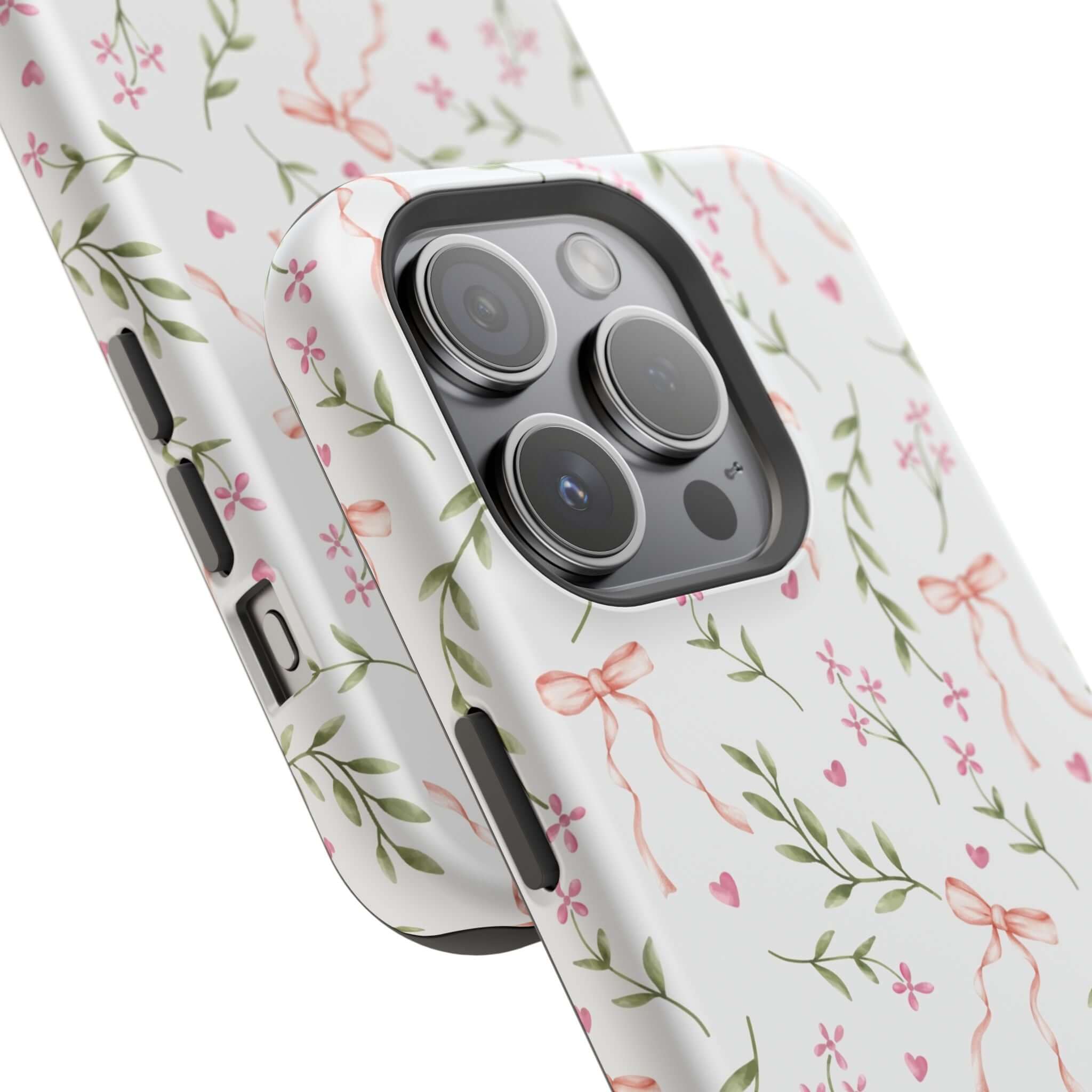 Pink Coquette MagSafe iPhone Case with Charming Bows & Floral Design - Cute Phone Cover by Darling Daydream