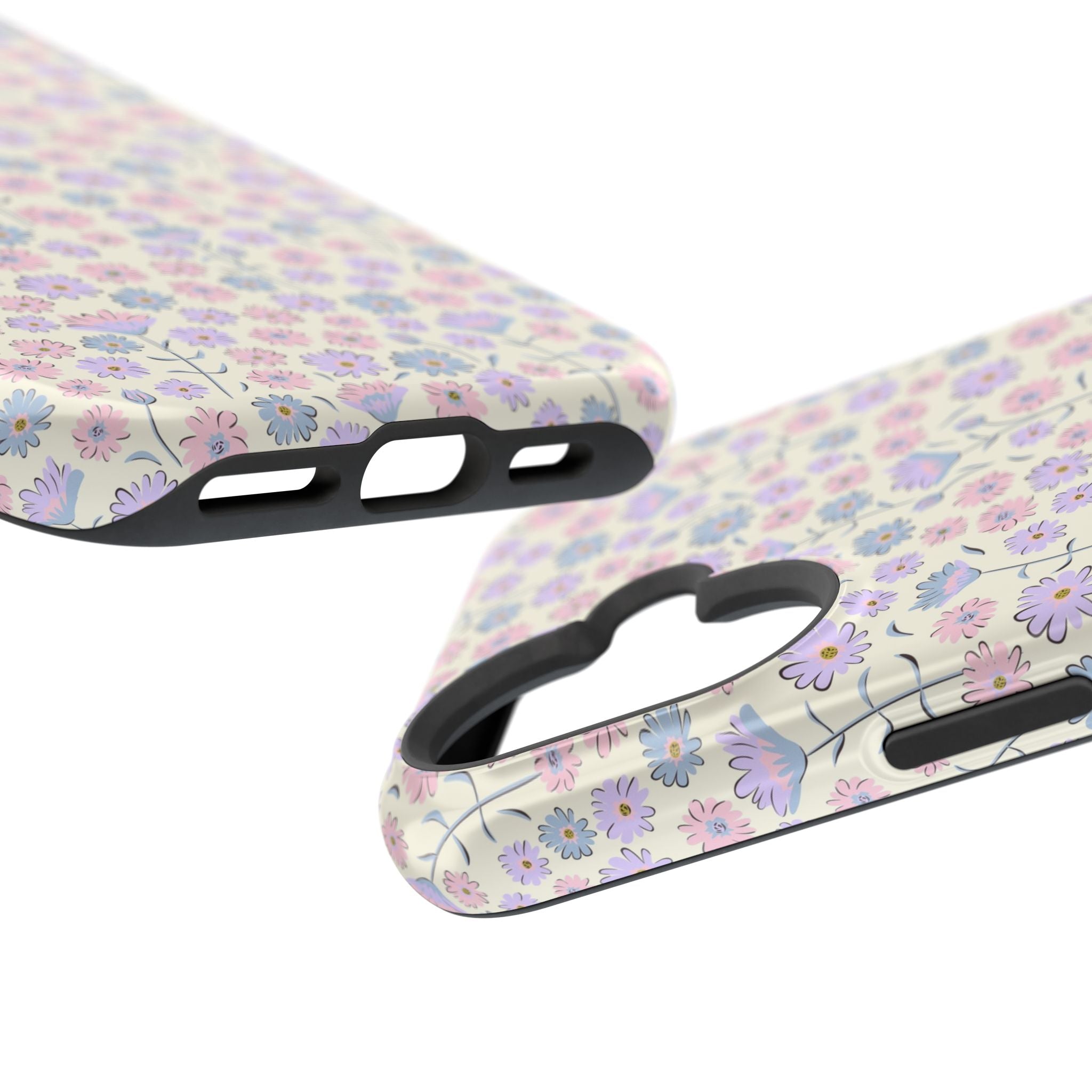 Cute Cottagecore iPhone 16 case with pink flowers, perfect MagSafe cover for charming style and protection.