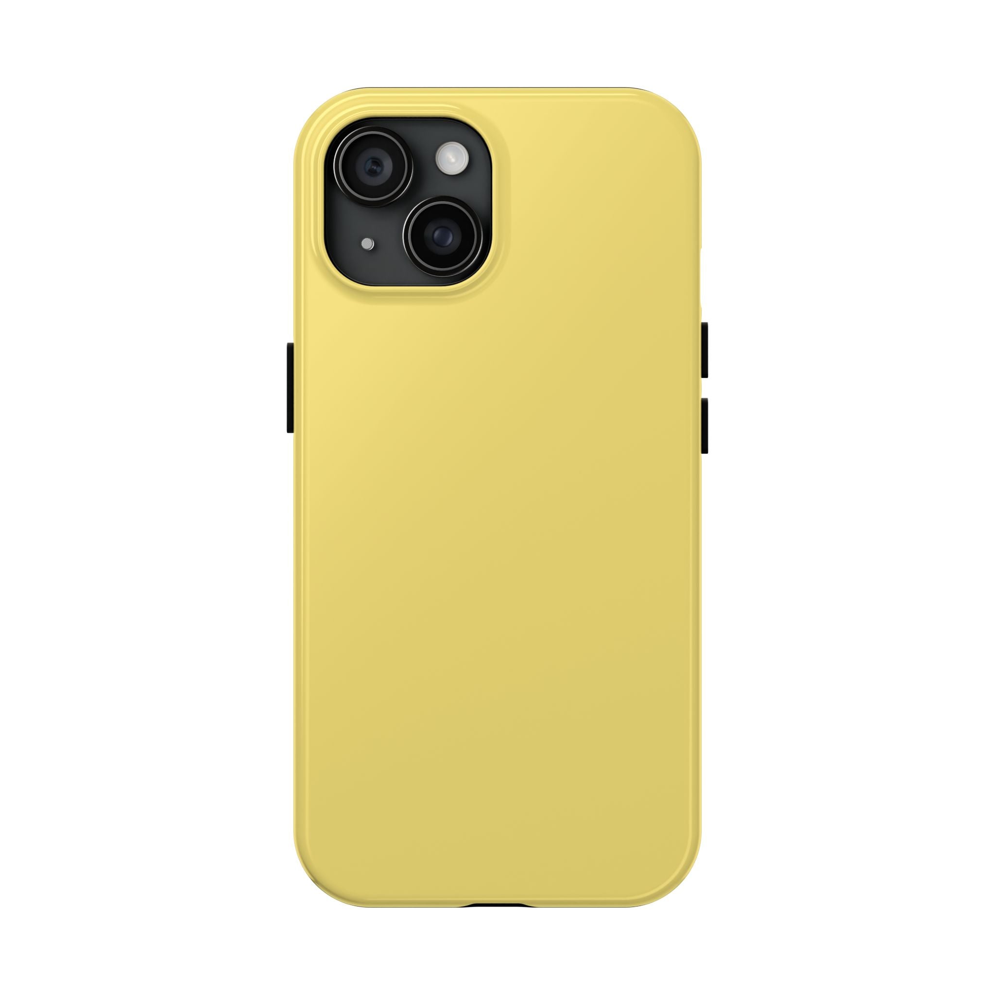 Solid yellow iPhone case with a cute design called Lemon Drop, perfect for adding a pop of color, compatible with floral themes.