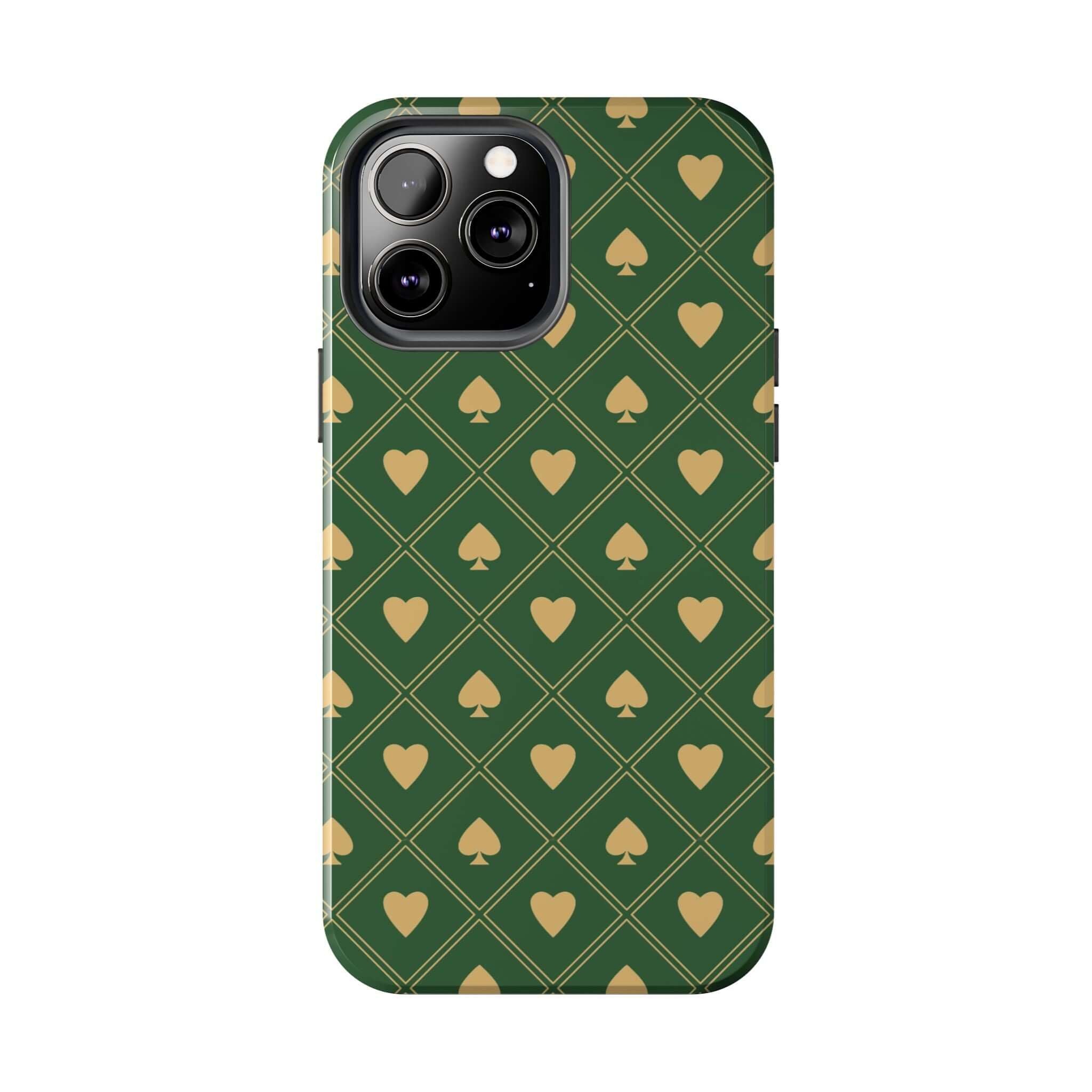 Royal Flush green spade cute iPhone case, flower phone cover design, fun Samsung phone case, free shipping, stylish and colorful