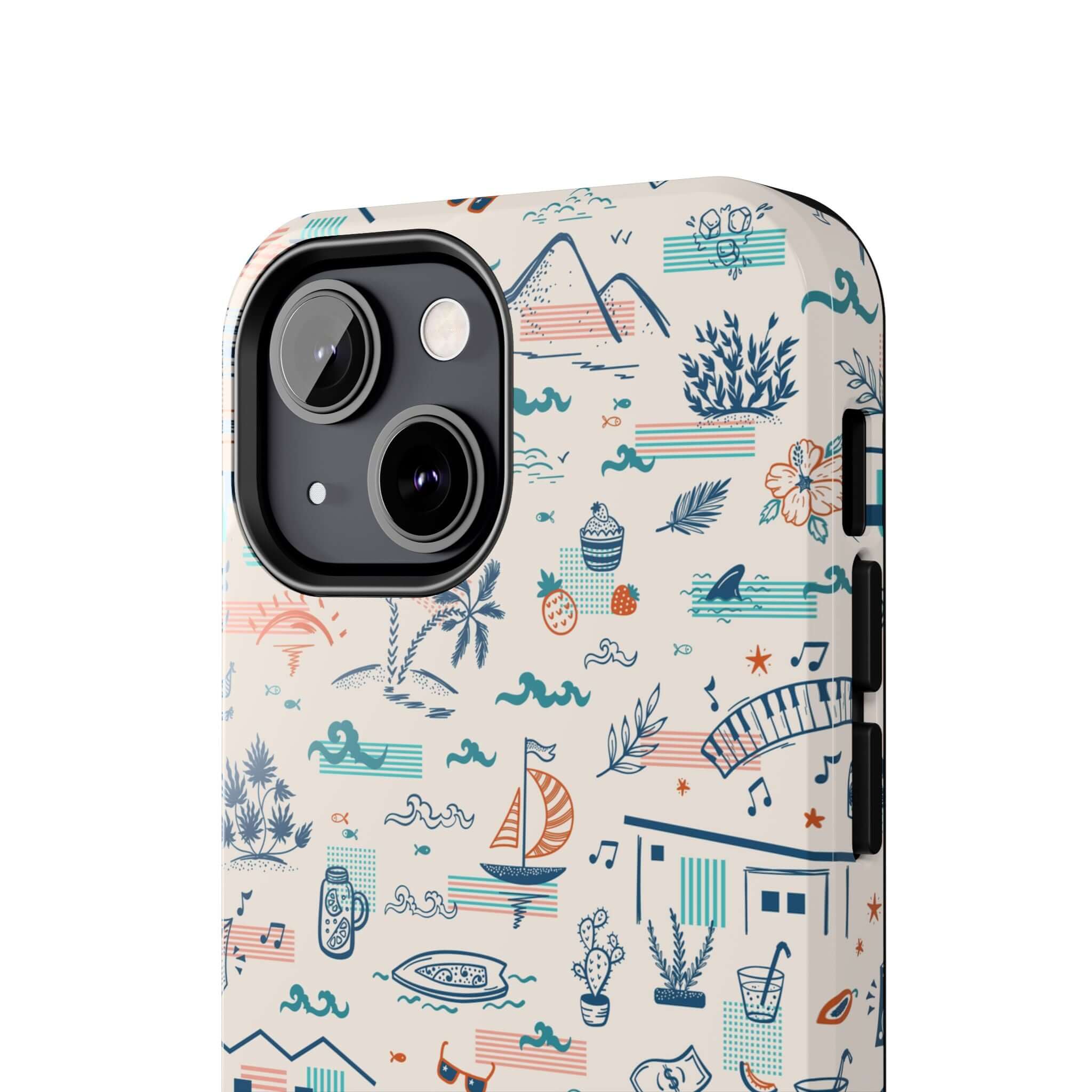 Colorful Forever on Vacation summer iPhone 14 Pro Max case with cute beach and vacation designs.