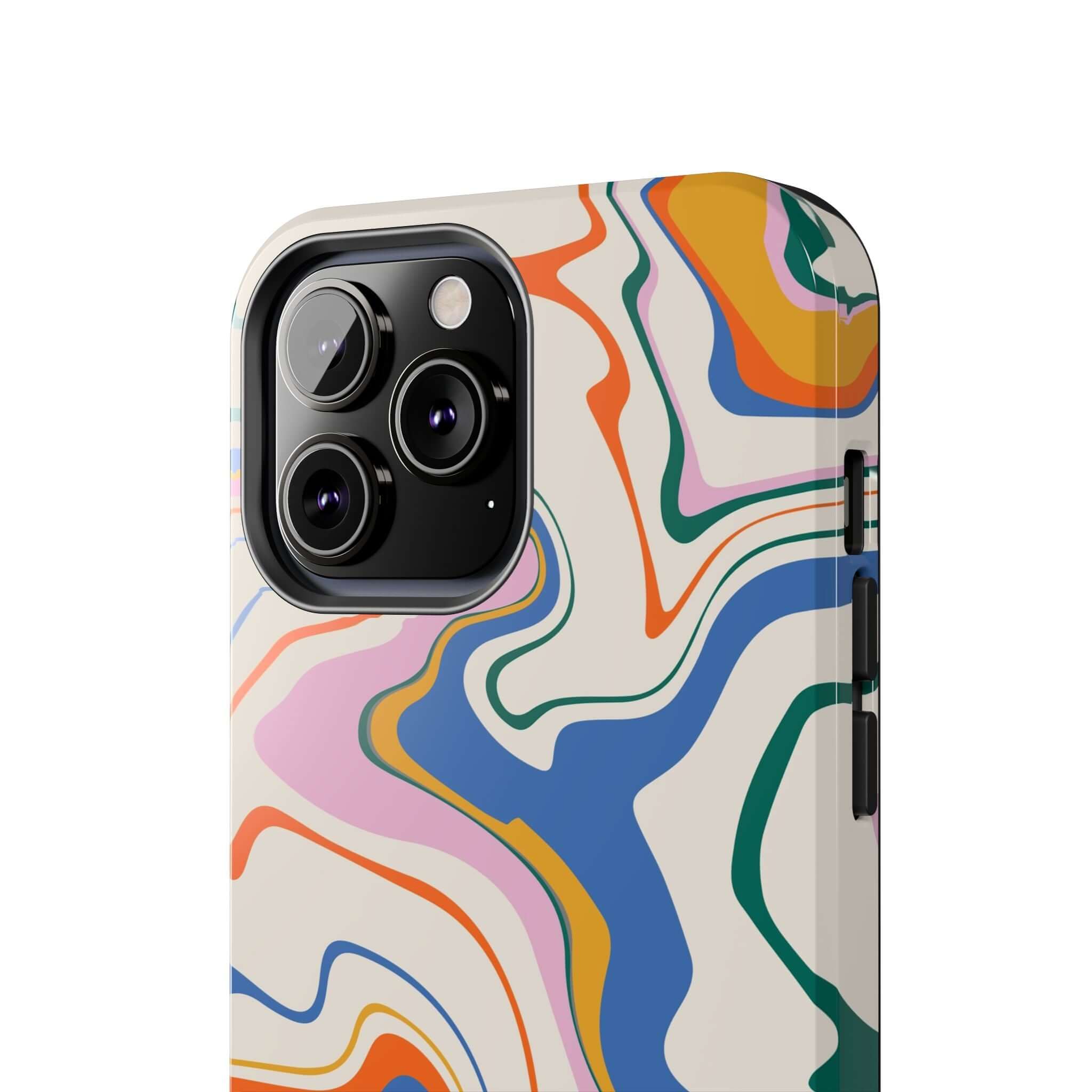 Colorful abstract phone case for iPhone and Samsung, vibrant swirl design, cute iPhone 14 Pro Max case, Samsung S23 case