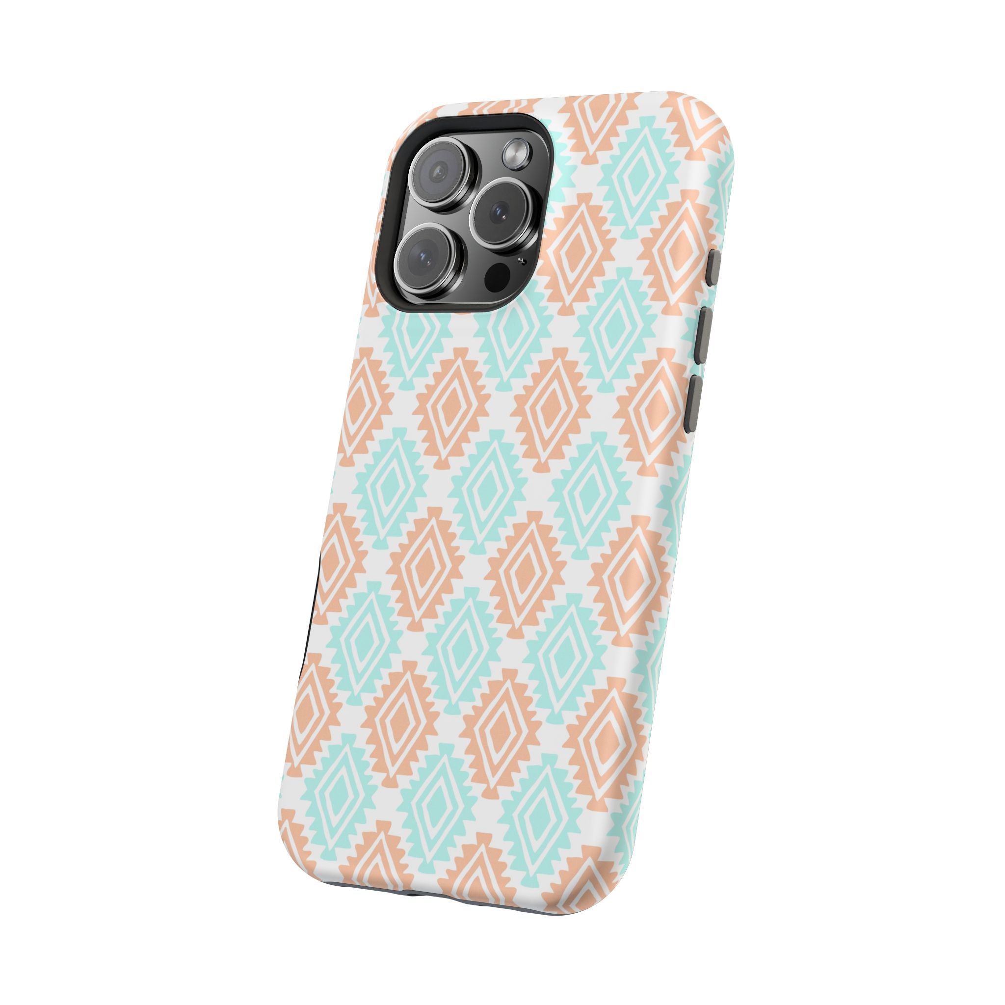 Southwestern MagSafe iPhone Case with abstract design, cute and functional phone cover. Saddle up with Desert Dreamer's style!