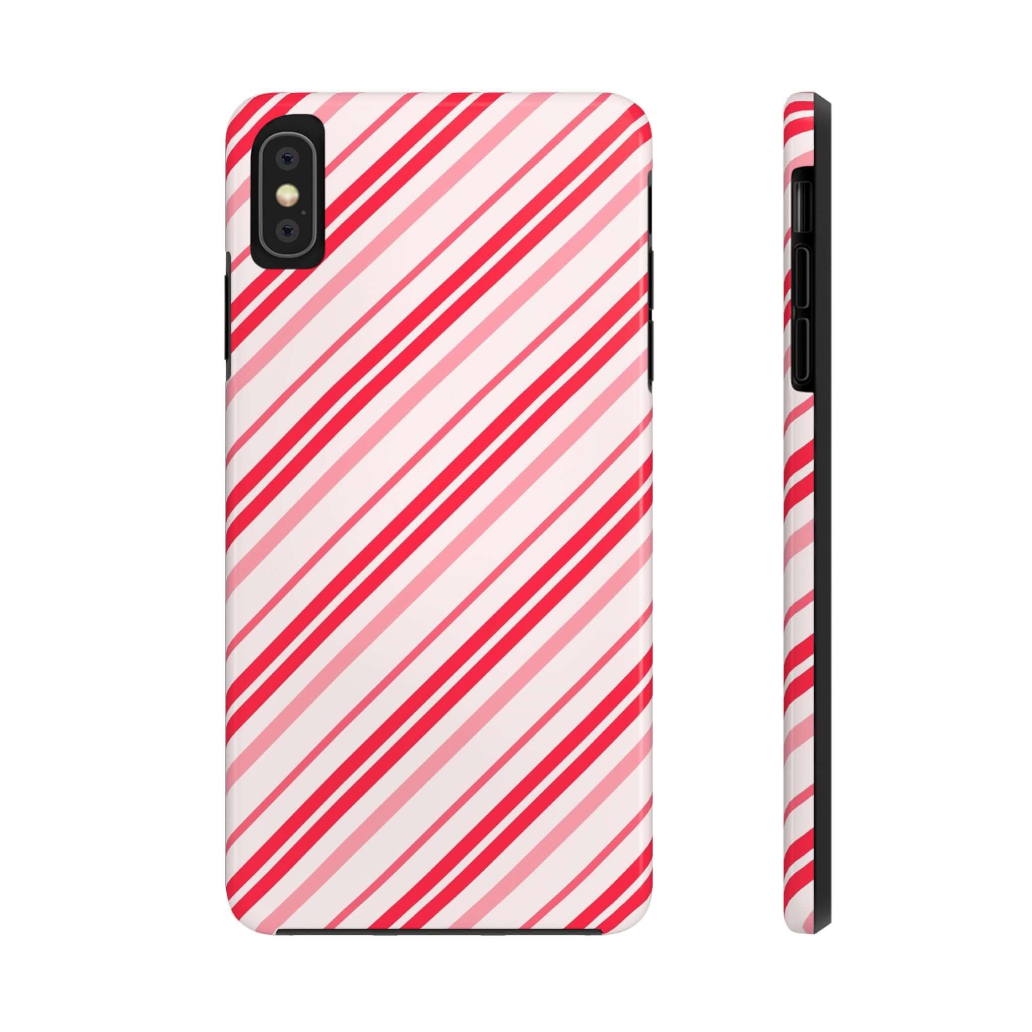 Candy Cane Cutie striped holiday phone case for iPhone featuring festive red and white design, perfect custom gift accessory.