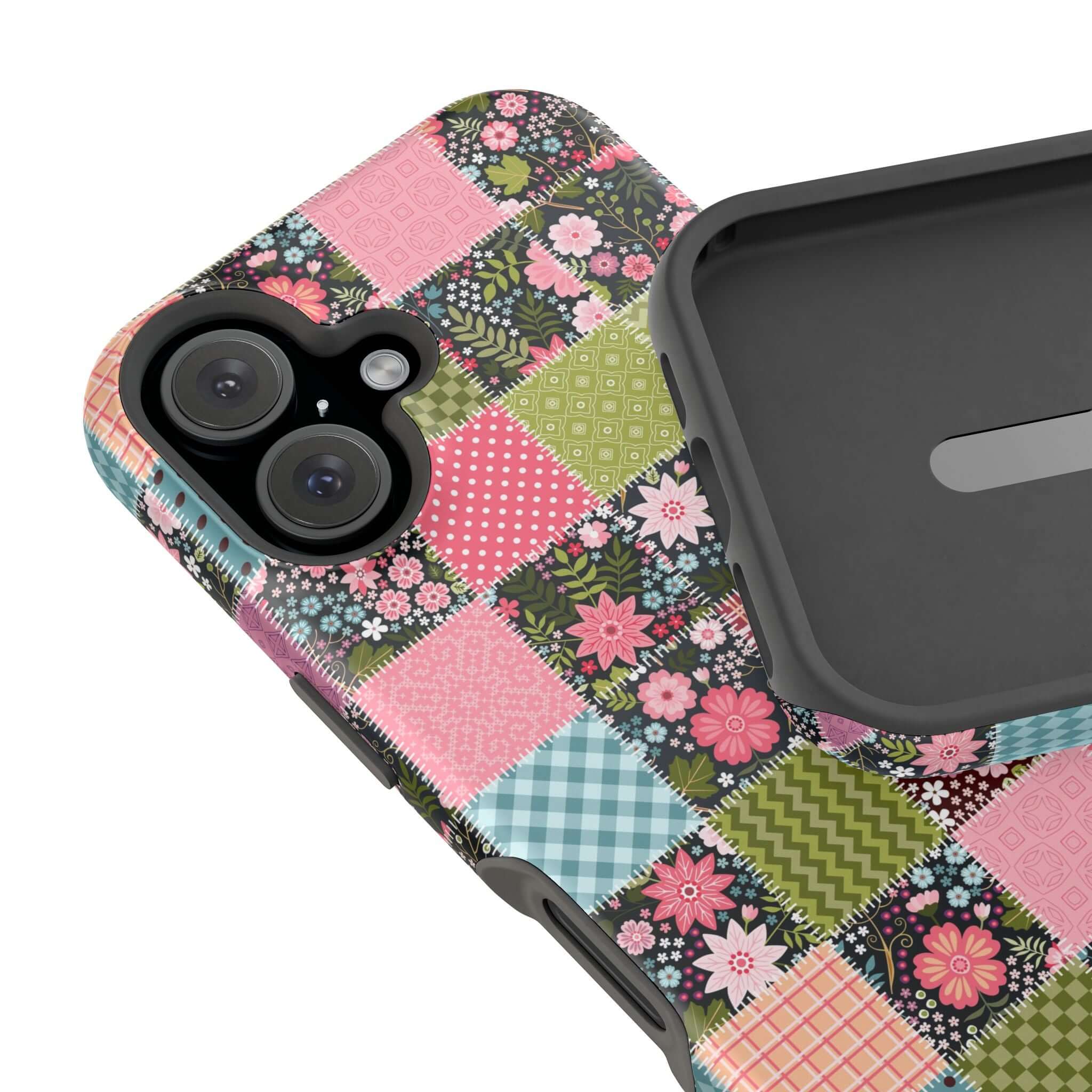 Wildflower Patchwork MagSafe iPhone Case, Cute Floral Phone Cover for Granola Girls, Free-Spirited Style Accessory