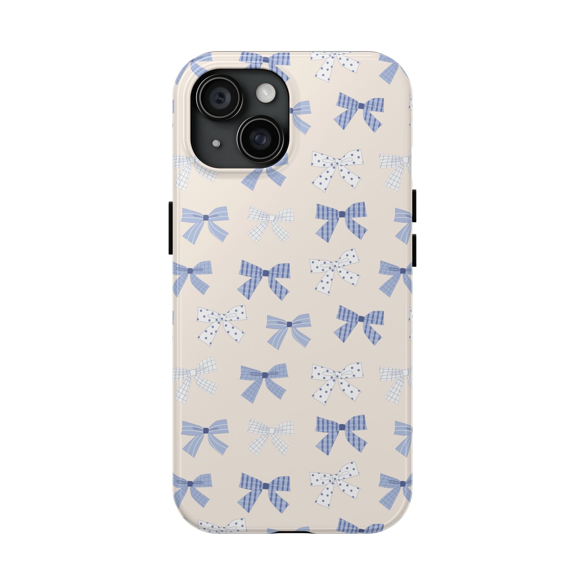 Cute Blue Bow Phone Case for iPhone 16, Perfect for Brides, Playful and Stylish Design, Bride to Be Blue Coquette Collection.