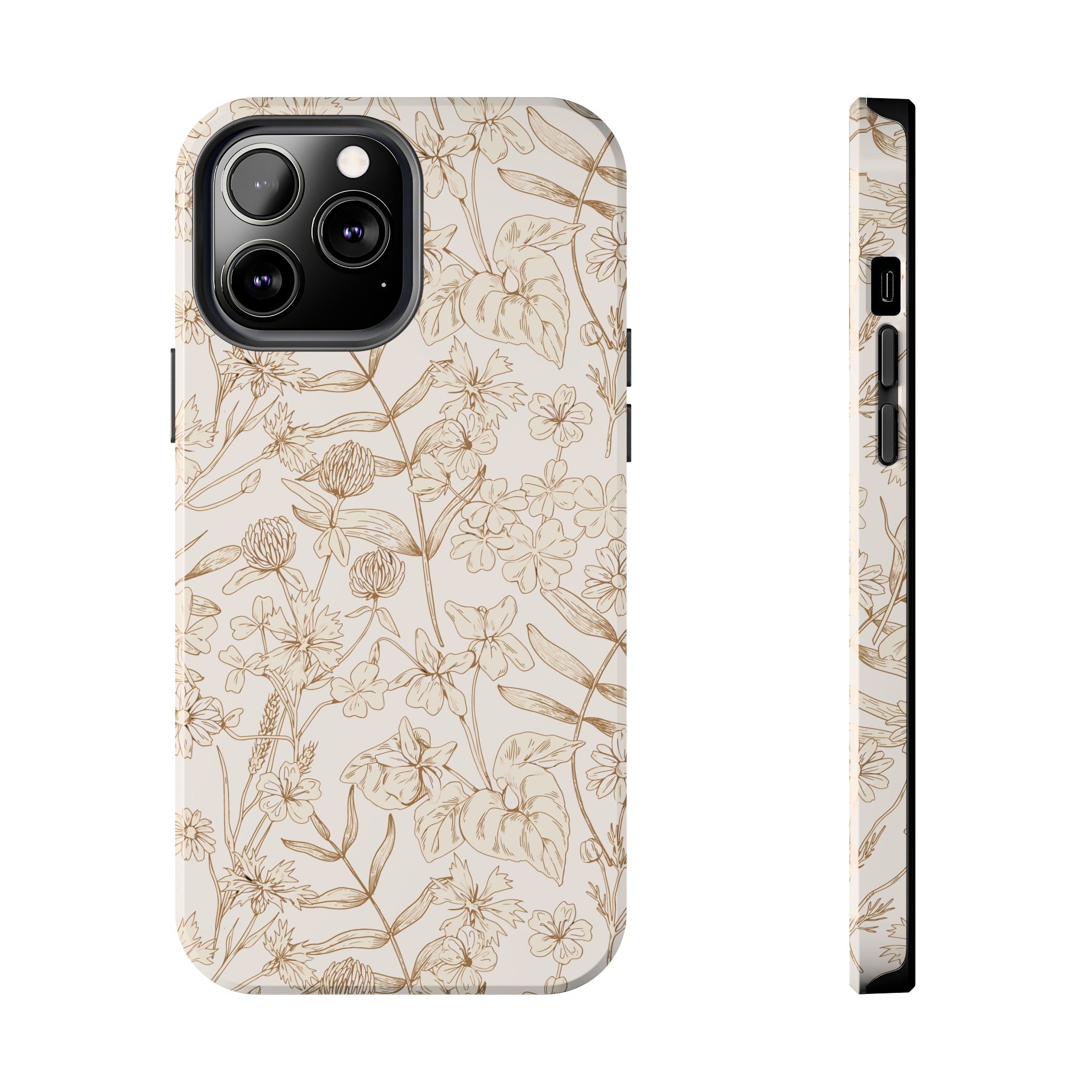 Beige Thyme tan garden design iPhone 16 case, cute phone cover for nature lovers, stylish protection for your phone.