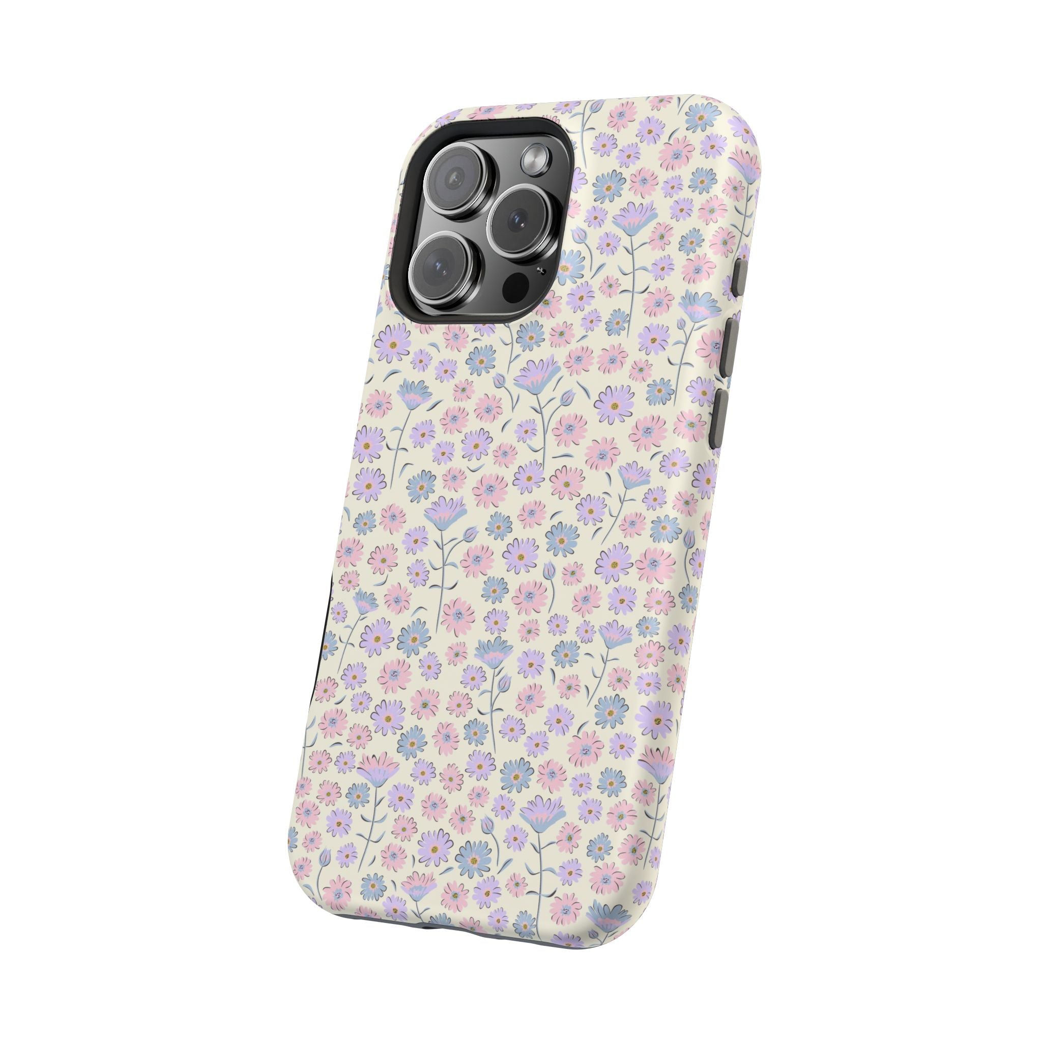 Pink Flower Cottagecore MagSafe iPhone 16 Case with Cute Floral Design, Charming Phone Cover for iPhone Protection and Style