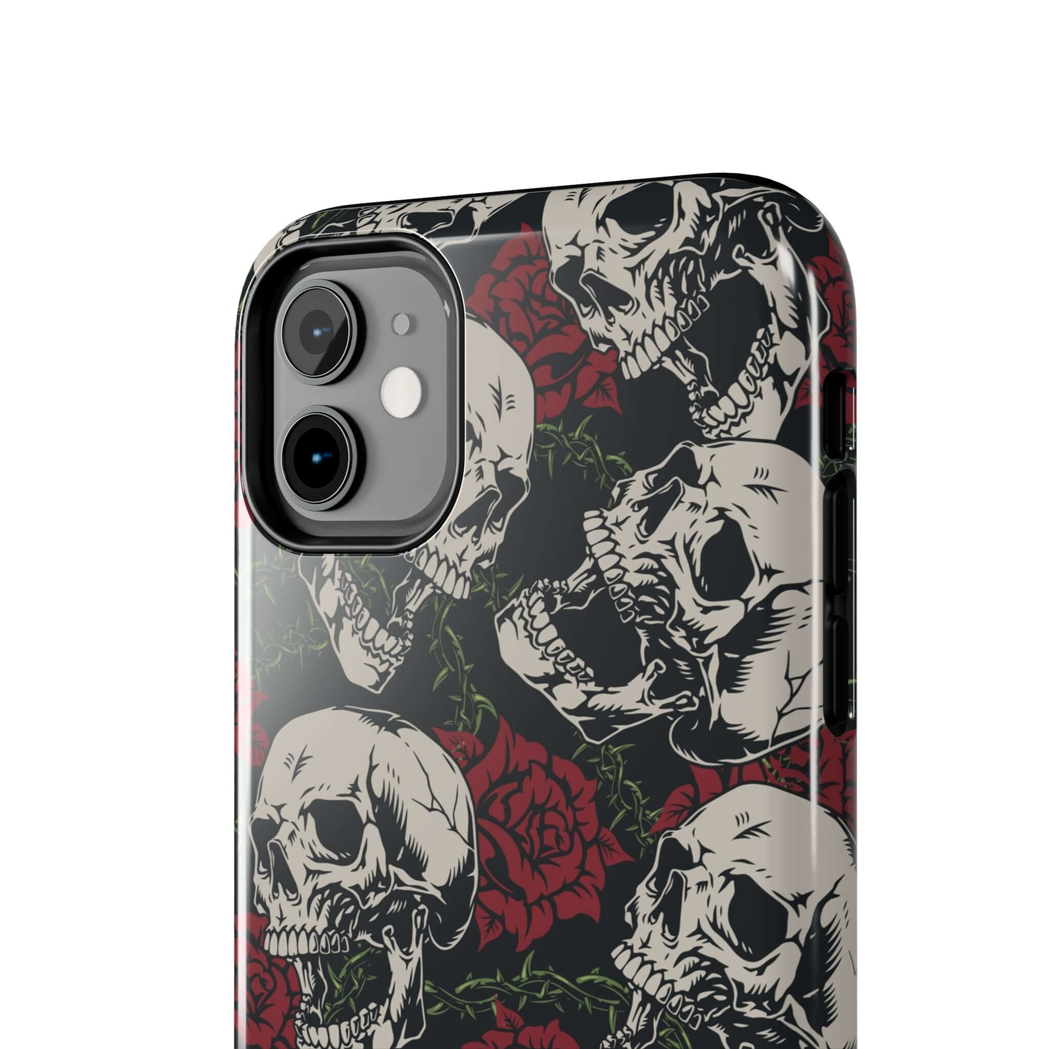 Skull Rose design on Baddie Girl Vibes cute MagSafe iPhone case, iPhone 16 protective phone case with rebellious biker aesthetic