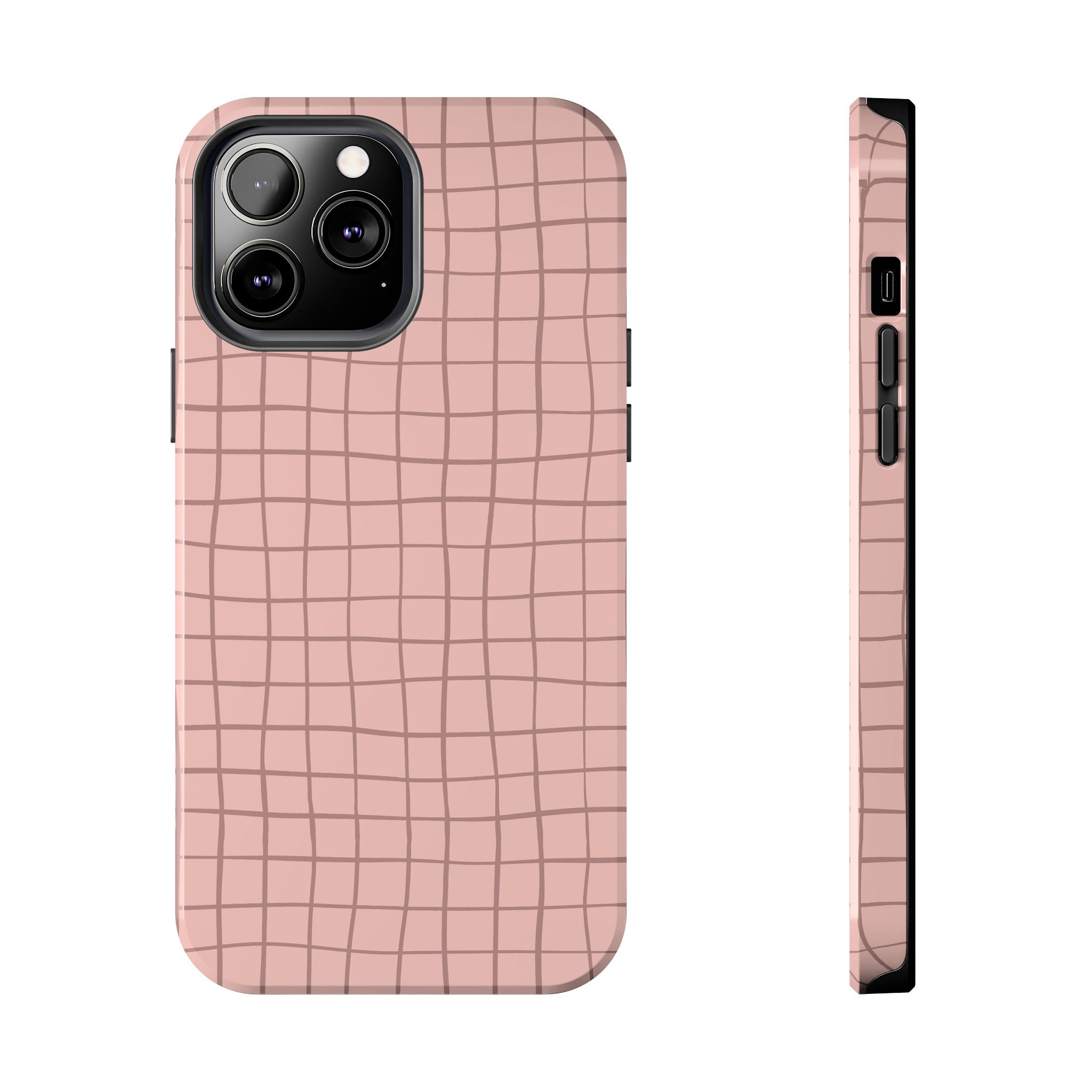 Blush Grid Pink Abstract Case for iPhone with playful design, MagSafe compatibility & free shipping. Cute custom phone cover.