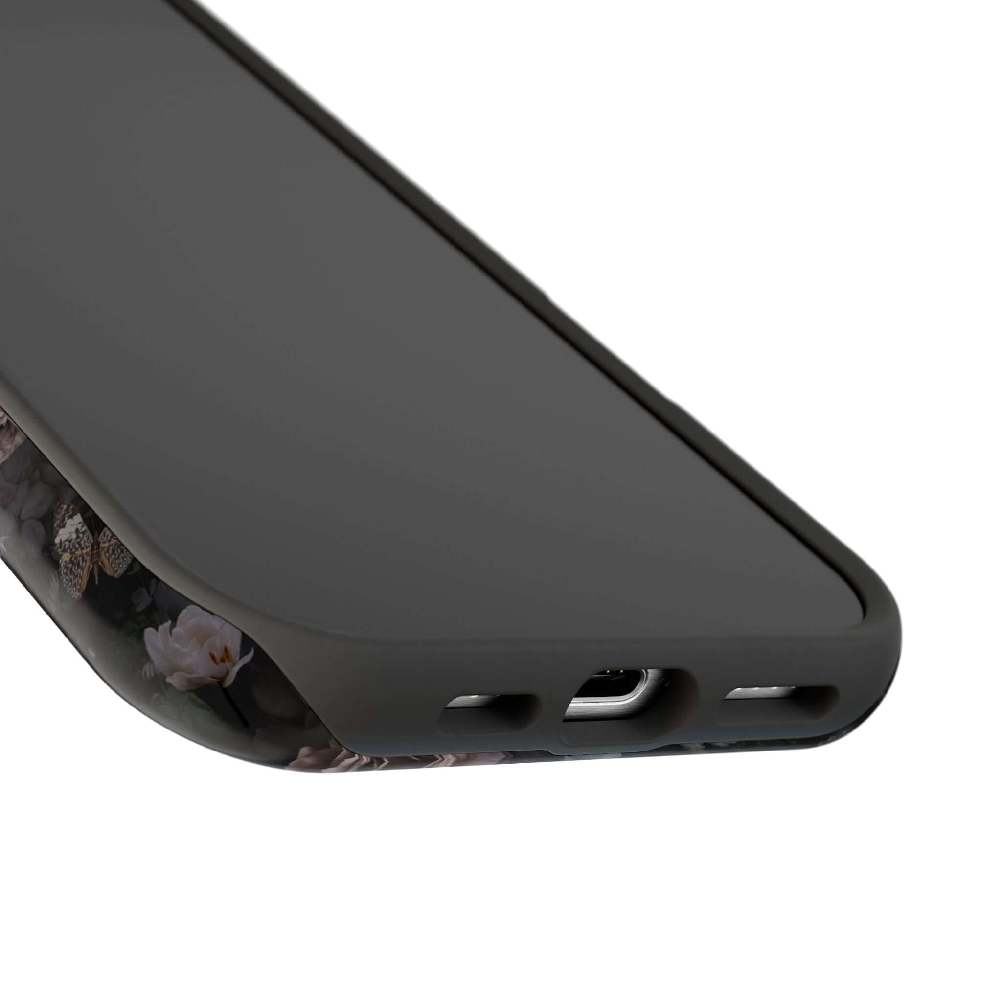 Sleek Midnight Curse black floral MagSafe iPhone case, perfect cute phone cover for style and protection.