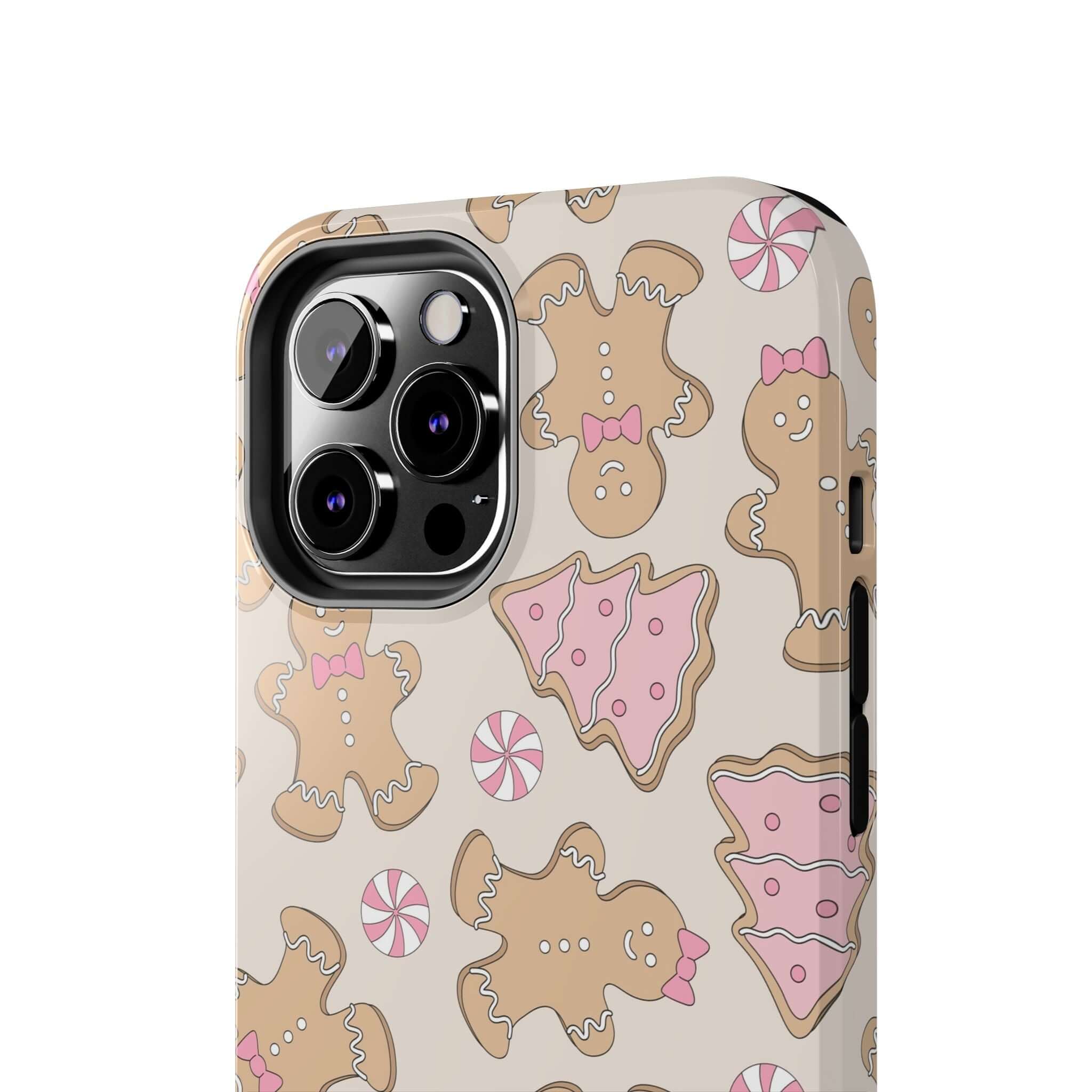 Cute Christmas Gingerbread Girlie phone case with festive holiday design for iPhone, colorful and perfect for gifting.