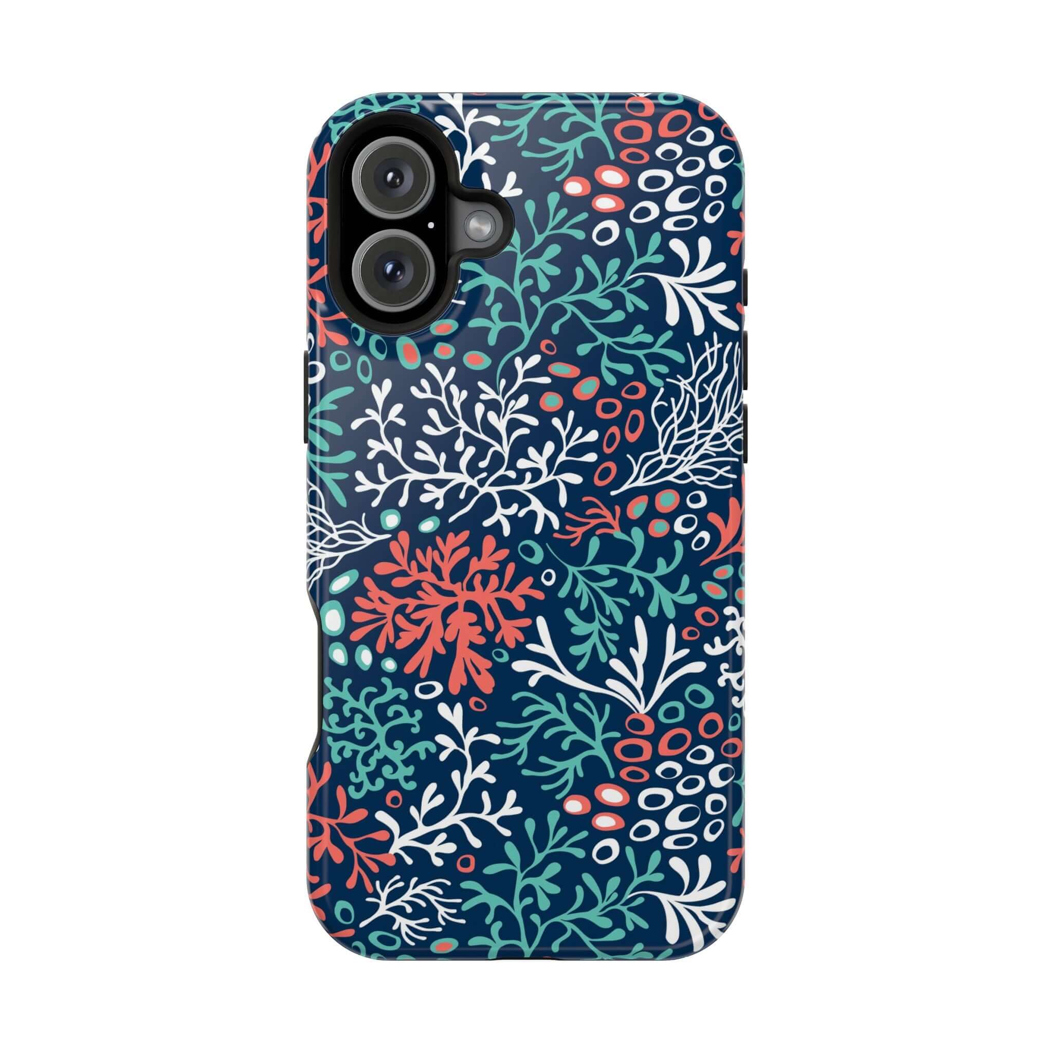 Cute Coral Reef Crush phone case for iPhone 16 with colorful beachy design.