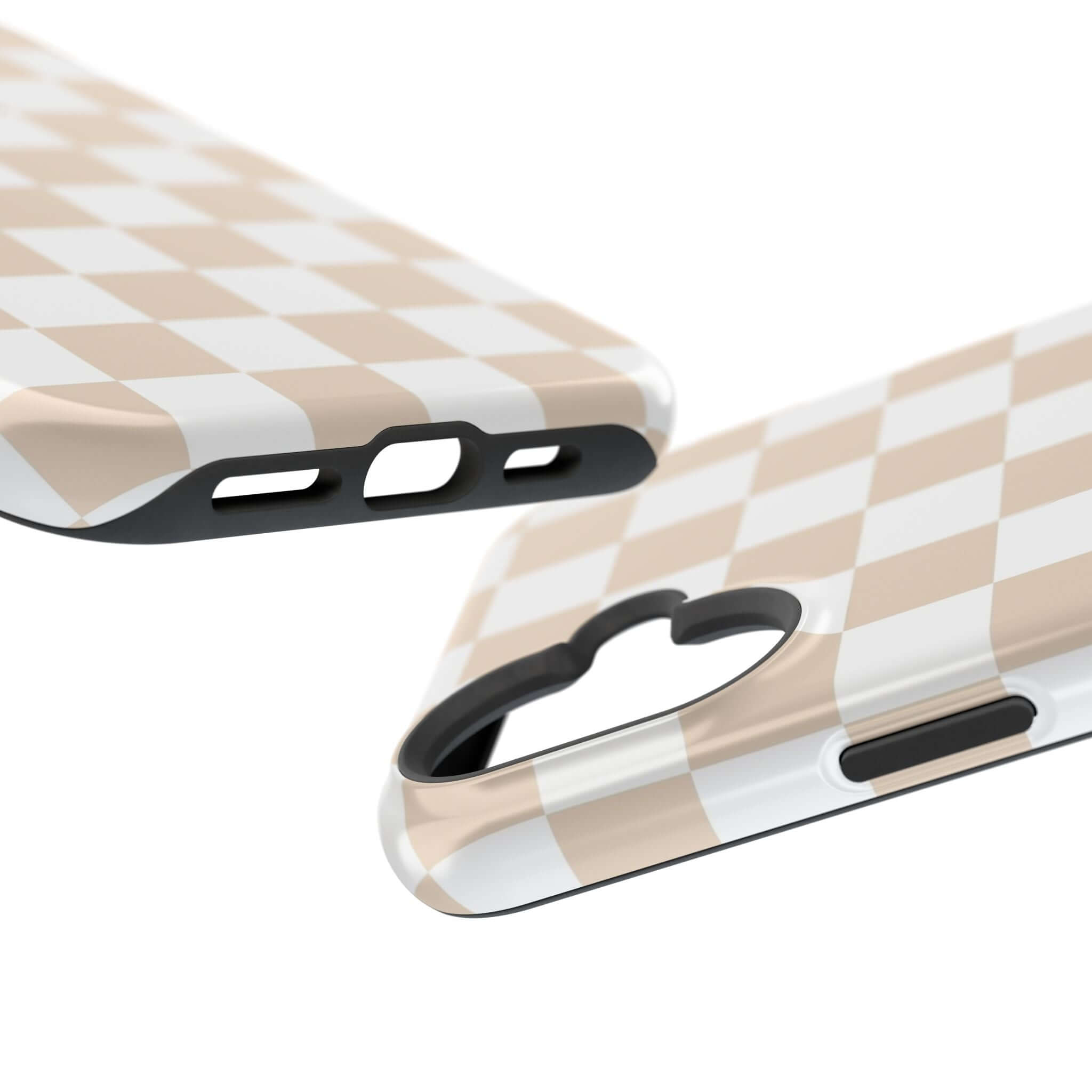 Cute MagSafe iPhone 16 case with cream checkered design, providing stylish and protective cover for your phone.