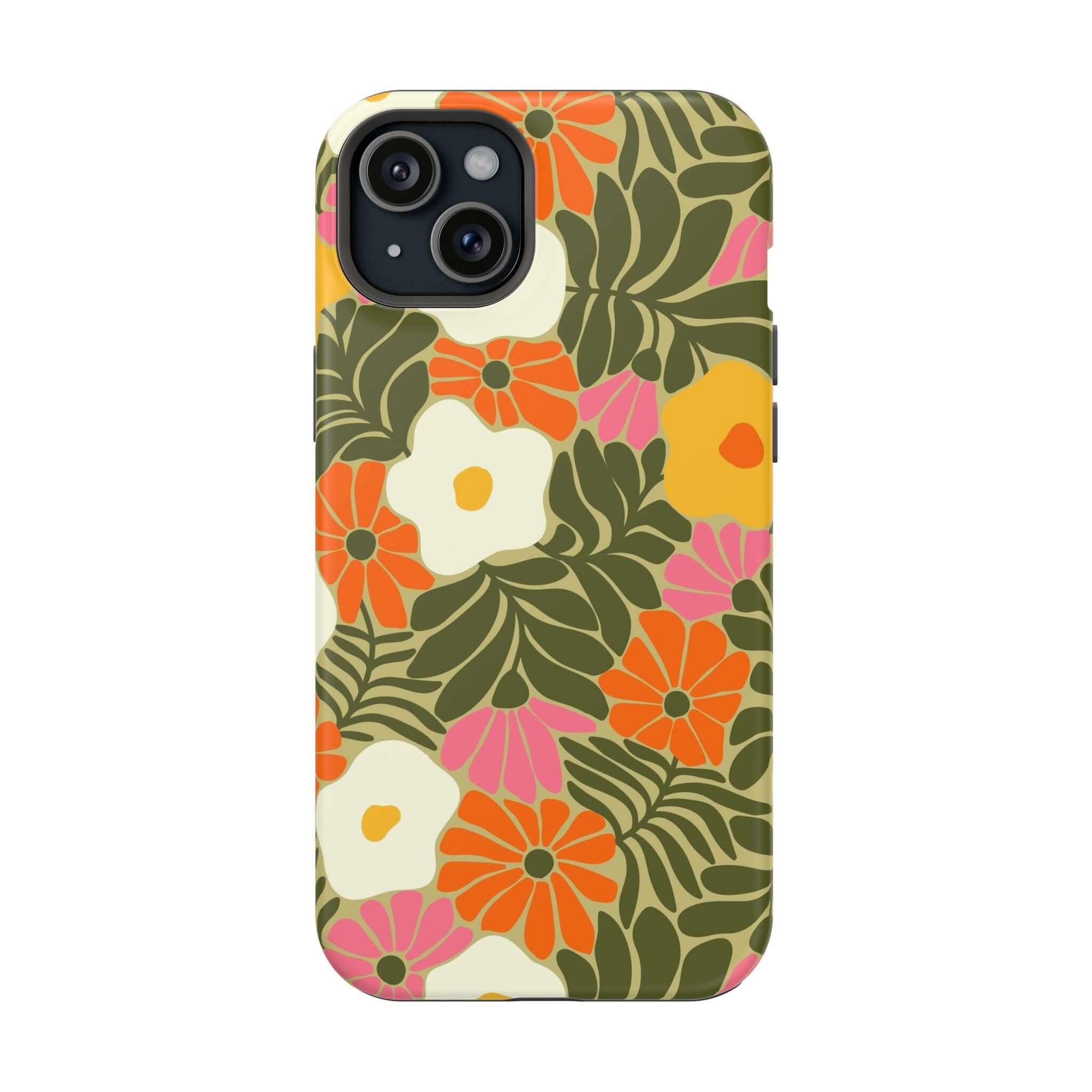 Cute phone cover with retro tropical flower design for Apple iPhone, perfect for adding quirky beach vibes!