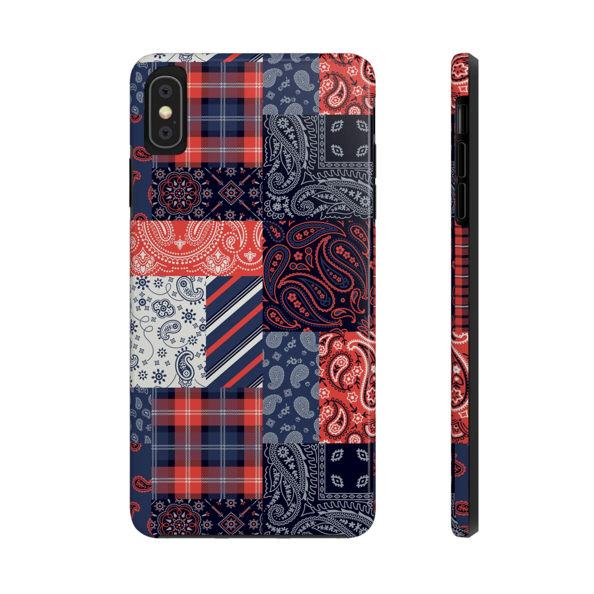 Boho Bandit bandana patchwork case for iPhone 14 Pro with cute design, perfect bookish phone case.