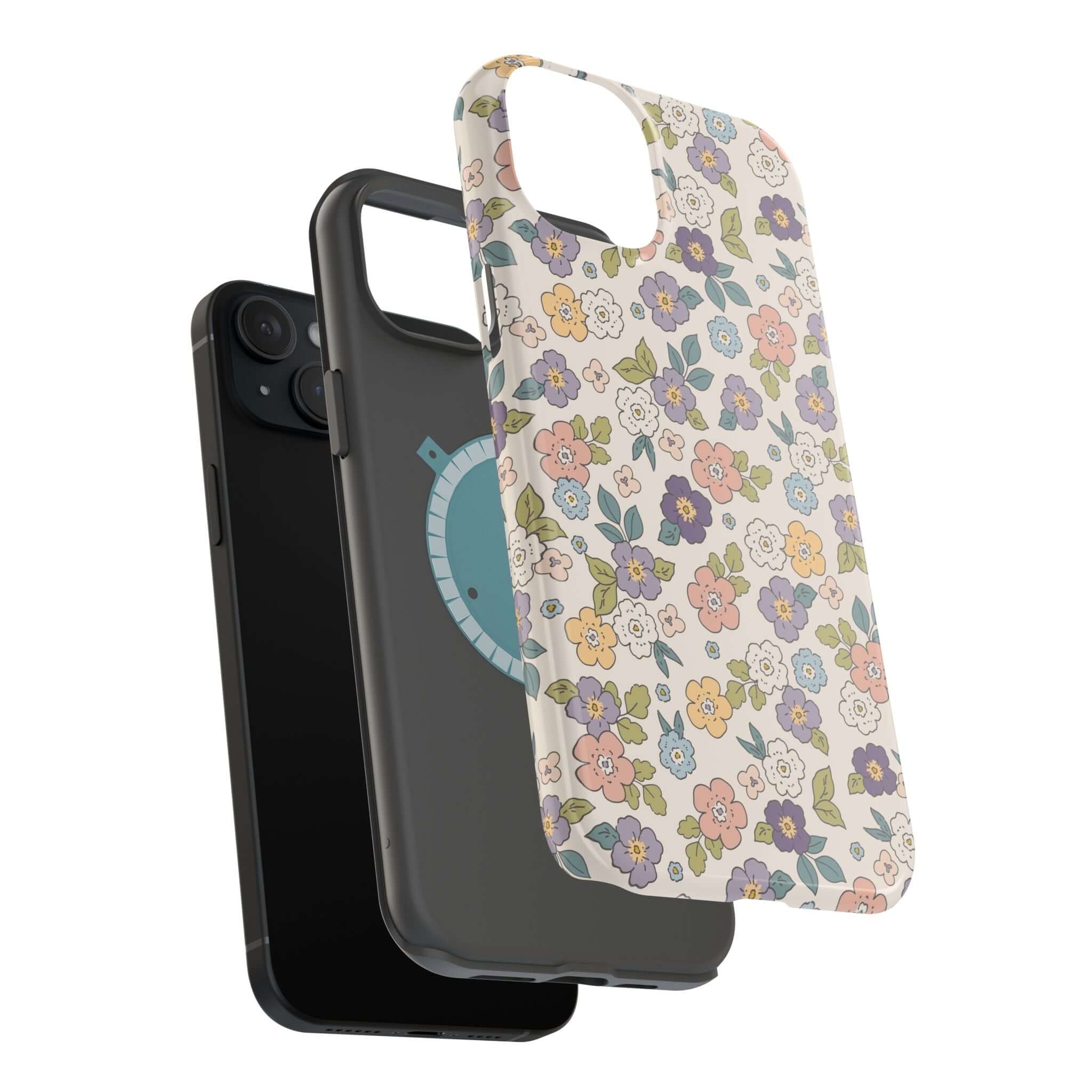 Colorful Ditsy Daisies iPhone case showcasing floral design, perfect for stylish beachy phone lovers.