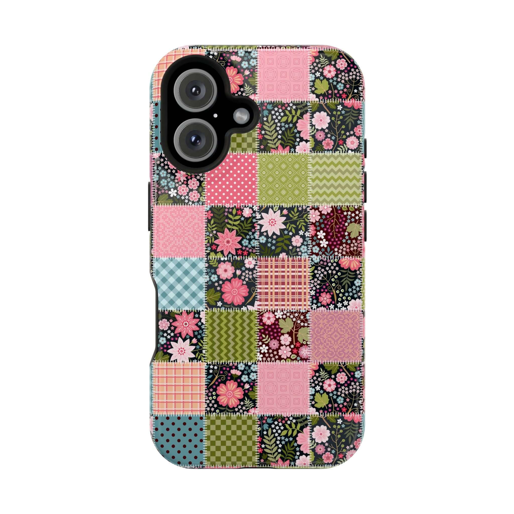 Groovy Flora Forage Wildflower Patchwork MagSafe iPhone Case, a cute and floral phone cover for free-spirited granola girl vibes.