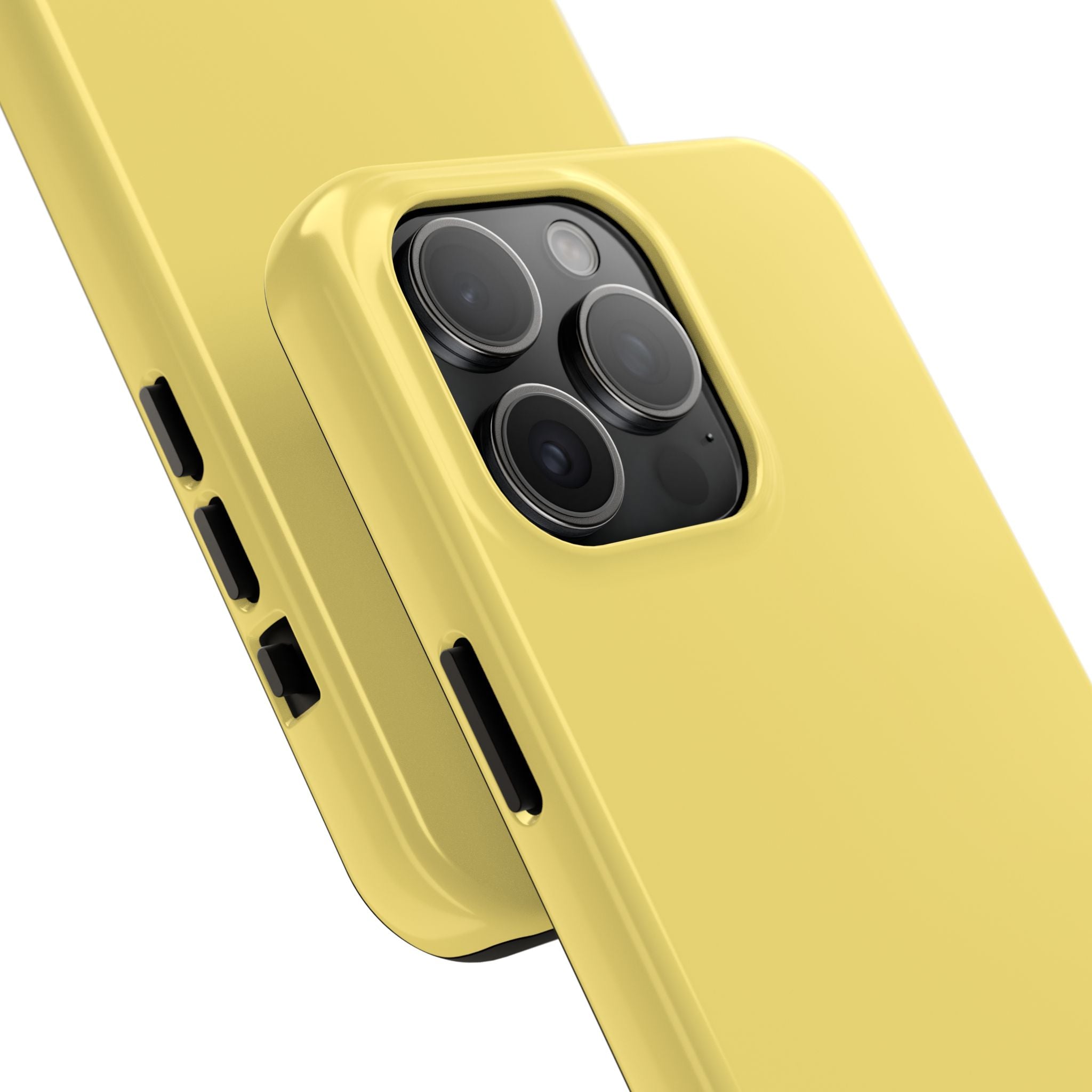 Cute solid yellow iPhone case, Lemon Drop, perfect floral accessory for adding a pop of color and fun to your phone.