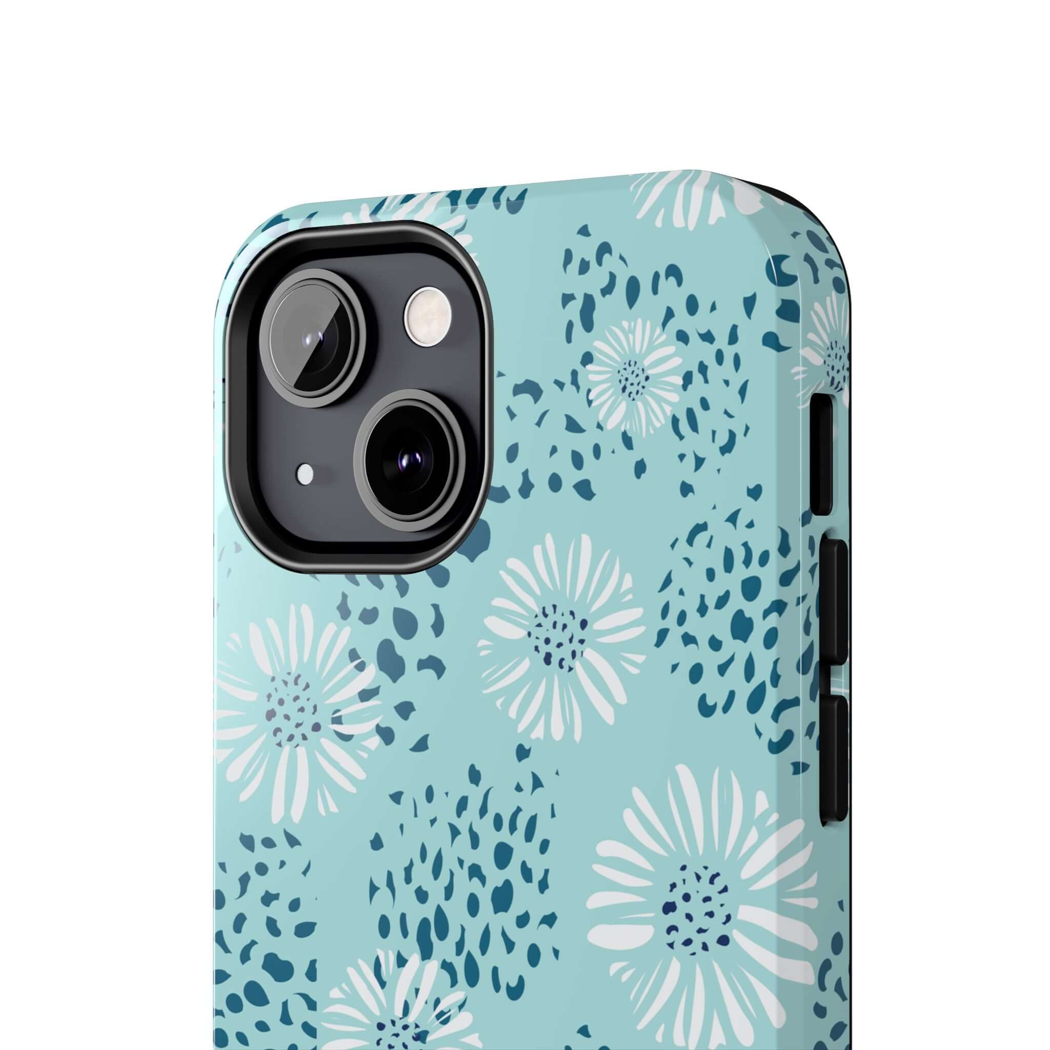 Coastal Aesthetics Floral Beach Case, colorful iPhone case with teal design, cute phone cases for iPhone 14 Pro Max and Samsung S23