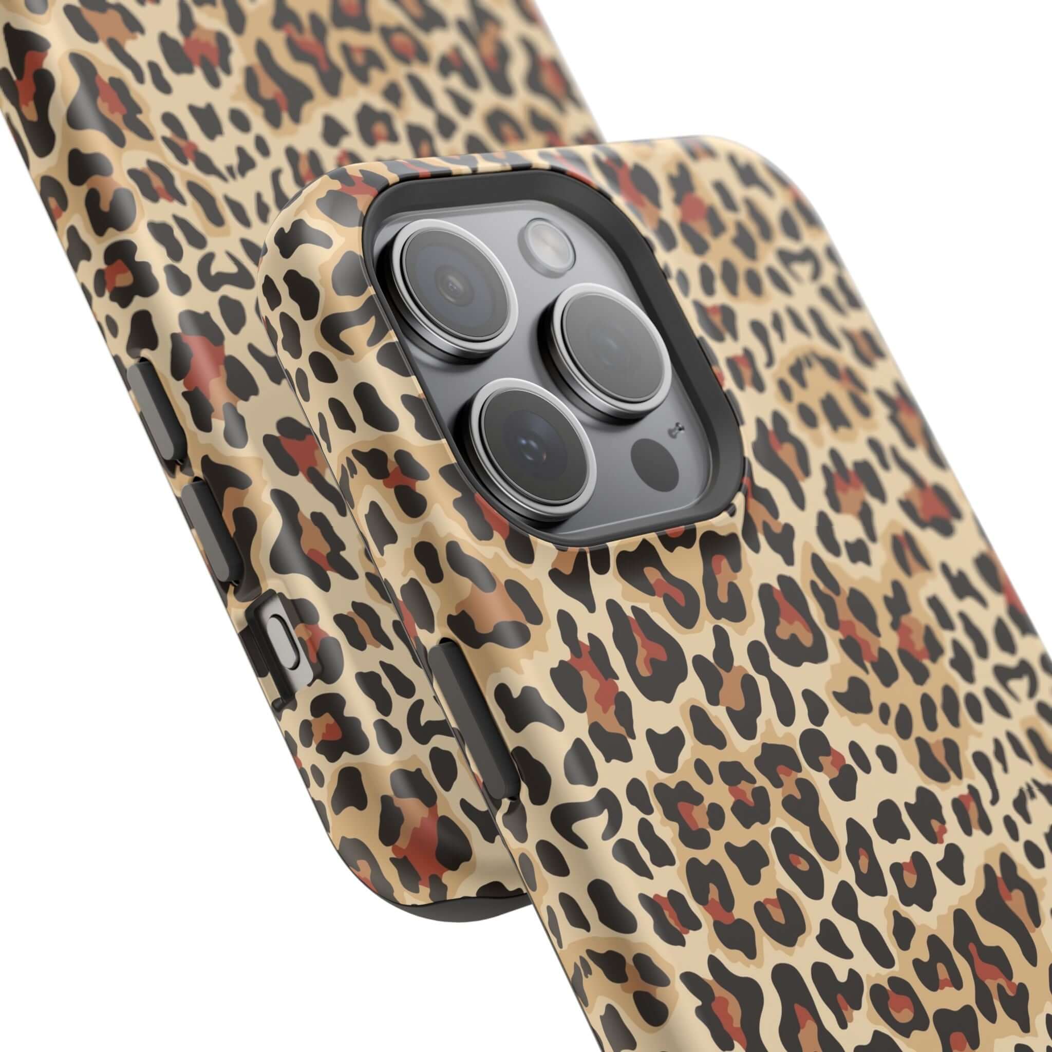 Leopard print MagSafe iPhone case, colorful and cute, offering stylish and abstract protection for your phone.