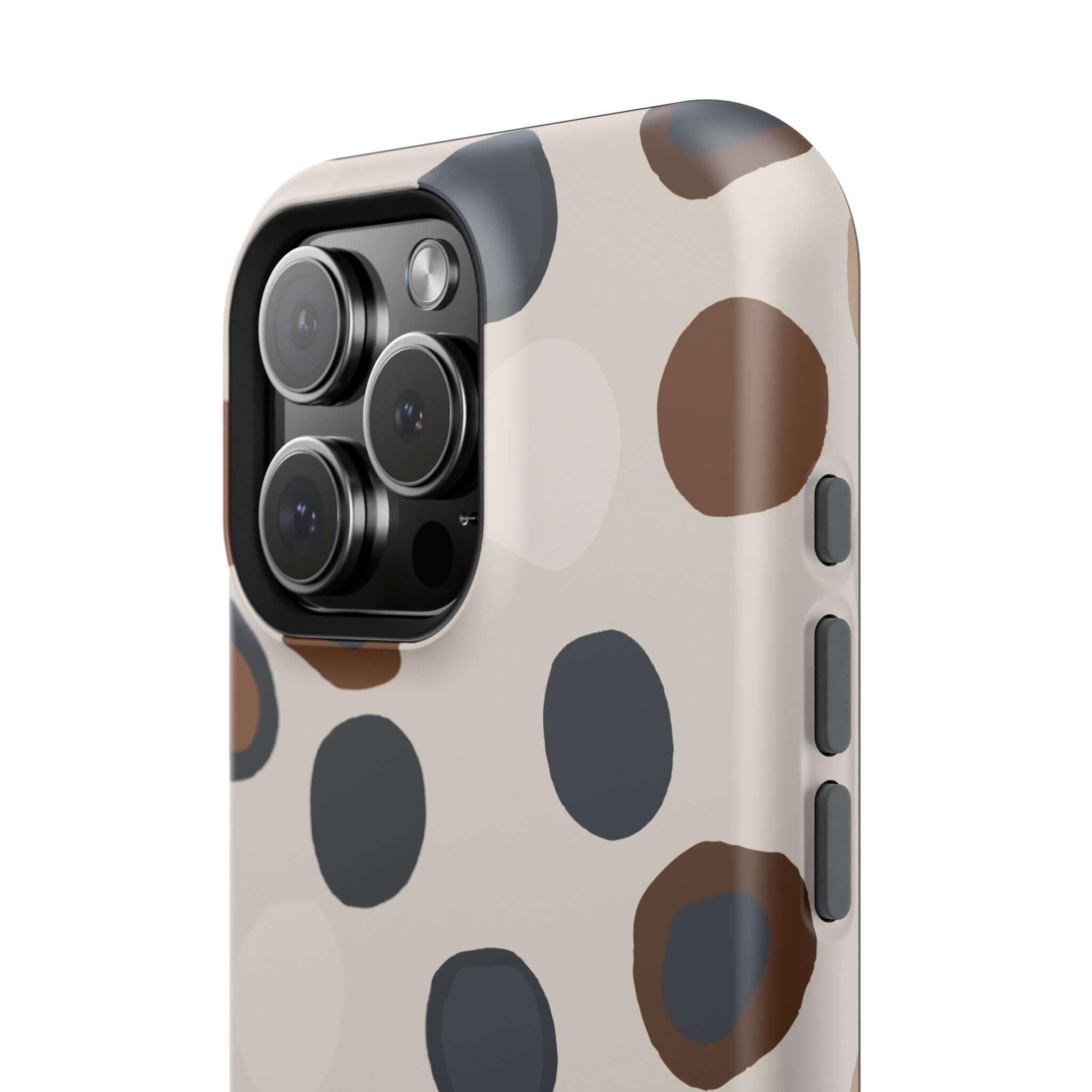 Modern Spots Case with brown and black abstract design, chic and colorful iPhone case for fashion-forward adventurers.