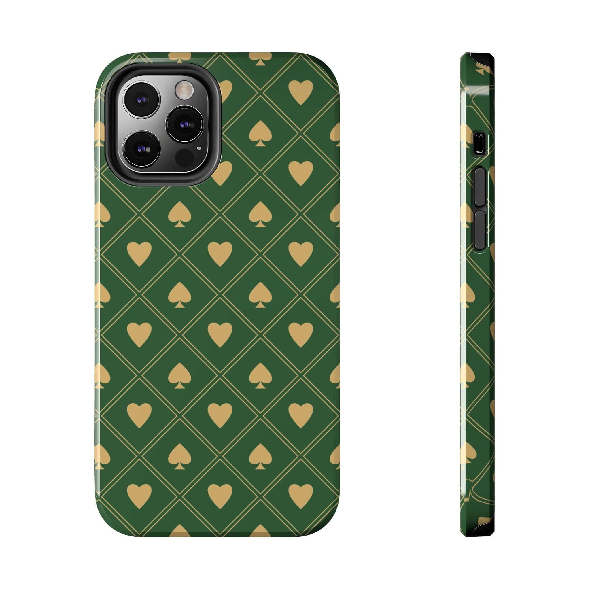 Royal Flush Green Spade Design Phone Case | Cute iPhone and Samsung Phone Cover with Flowers | Free Shipping