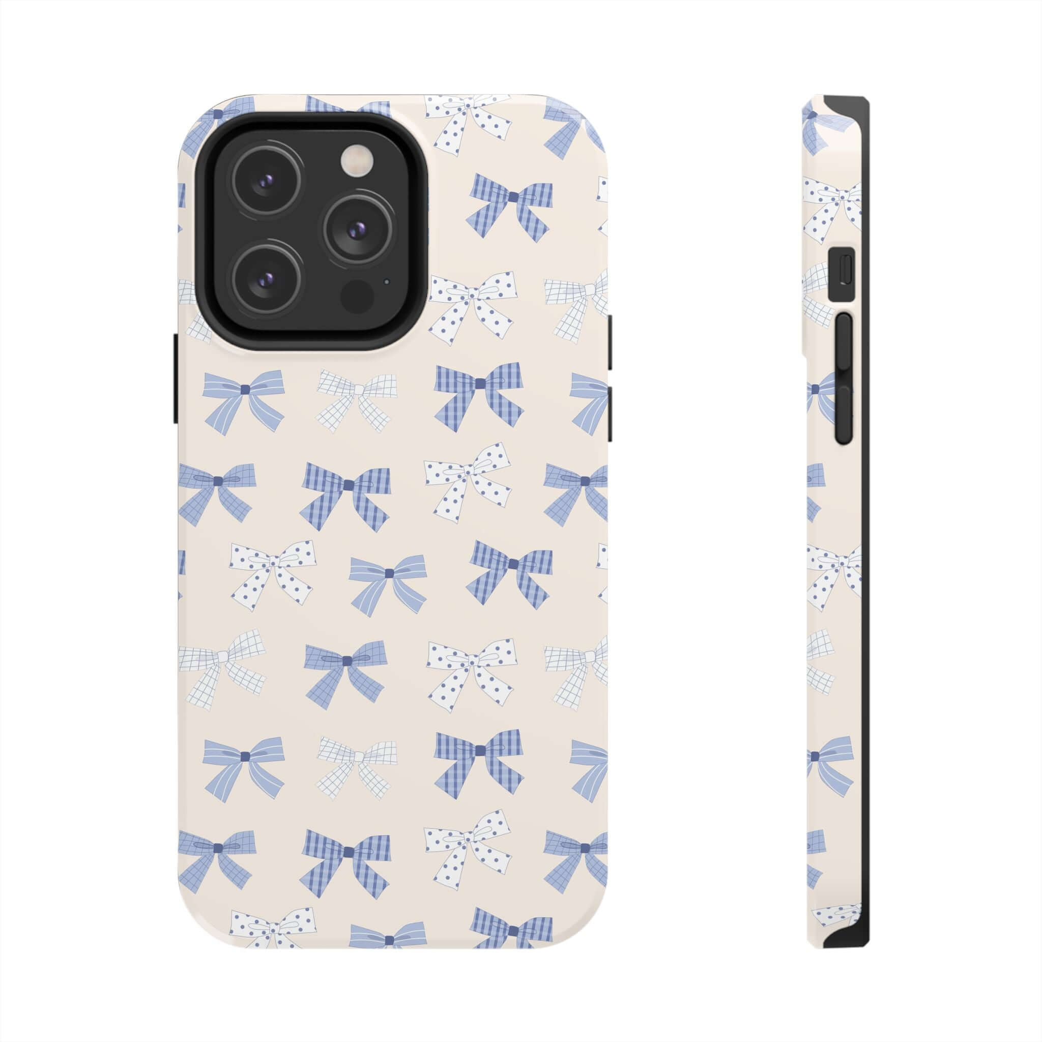 Cute Phone Case for iPhone 16 with Blue Bows, Perfect for Bride-to-Be, Featuring a Playful and Girlie Design