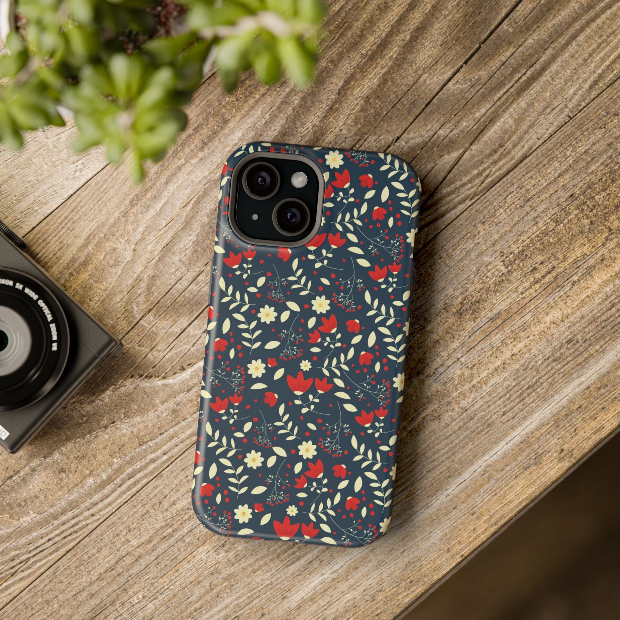 Scarlet Bloom | Green Flower Case