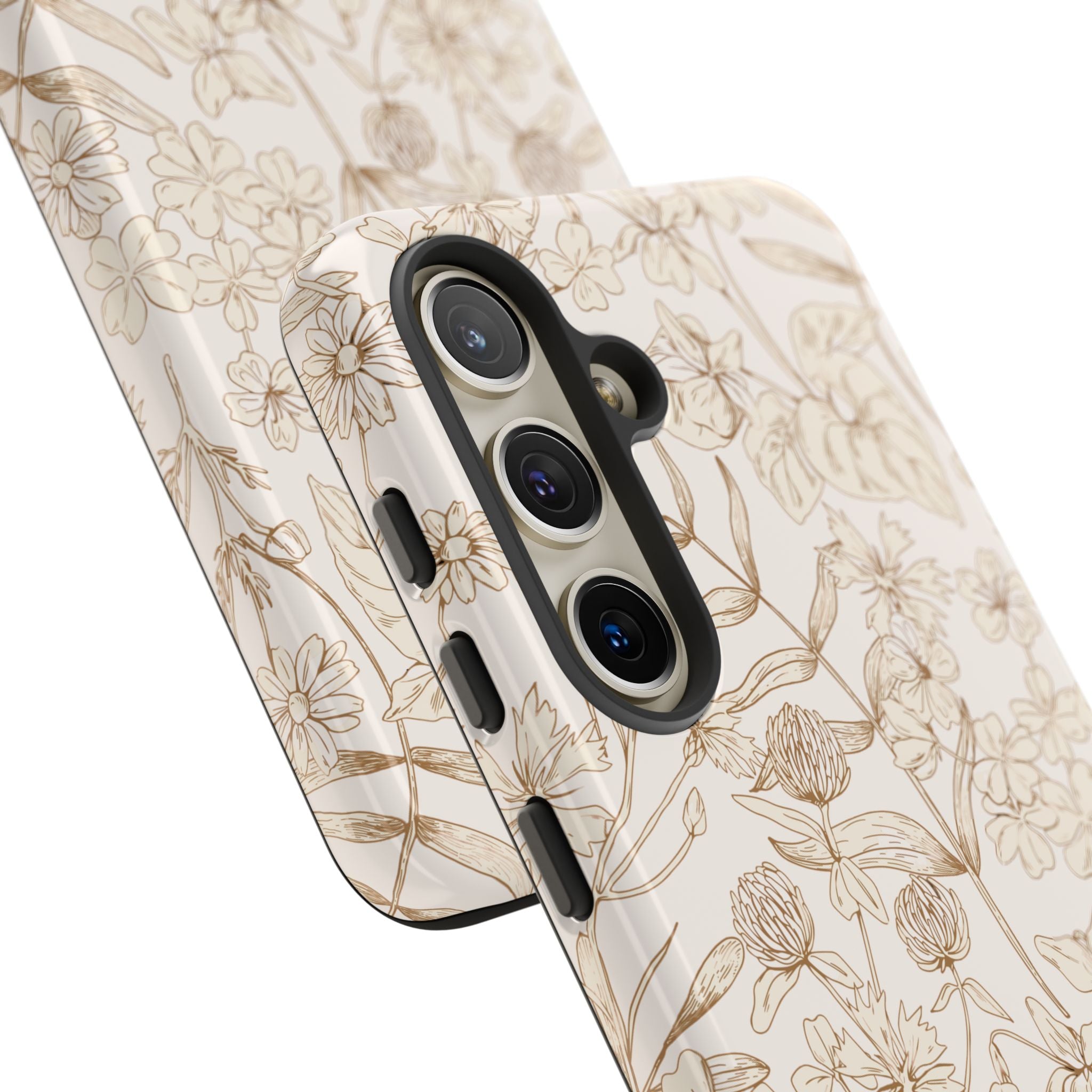 Cute Beige and Tan Garden Phone Case for Samsung - Floral Design with Unique Flair