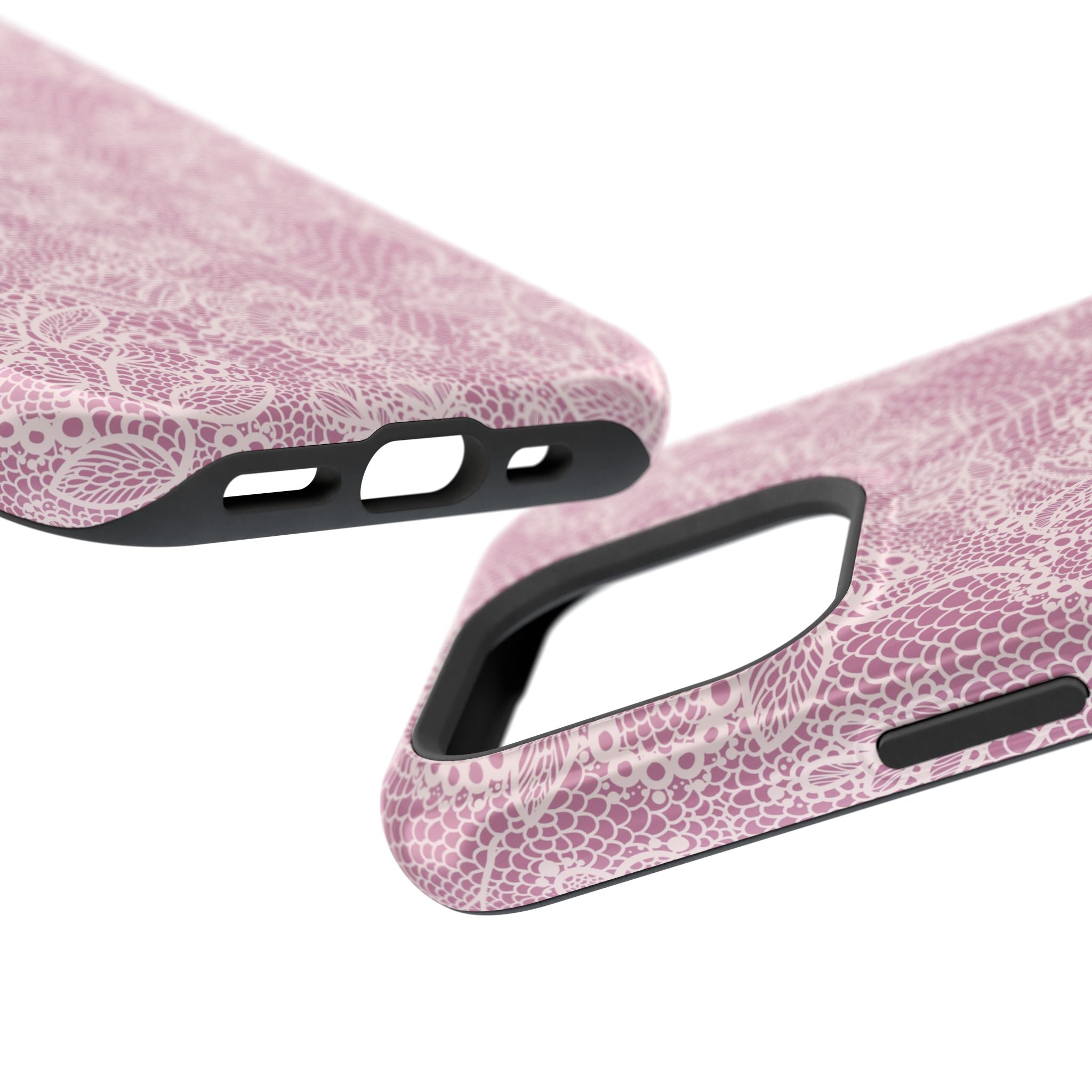 Pink Lace Country Charm MagSafe iPhone Case with Cute Floral Design, Perfect Protective Phone Cover