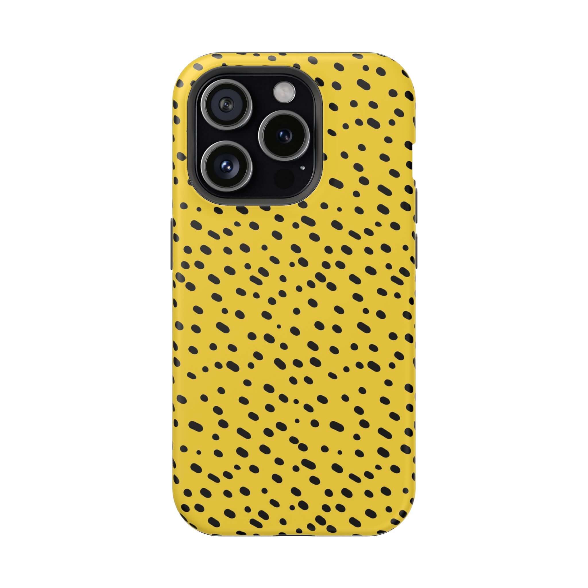 Yellow cheetah spot iPhone case by Spot On; a colorful and cute MagSafe phone case with bold abstract design.