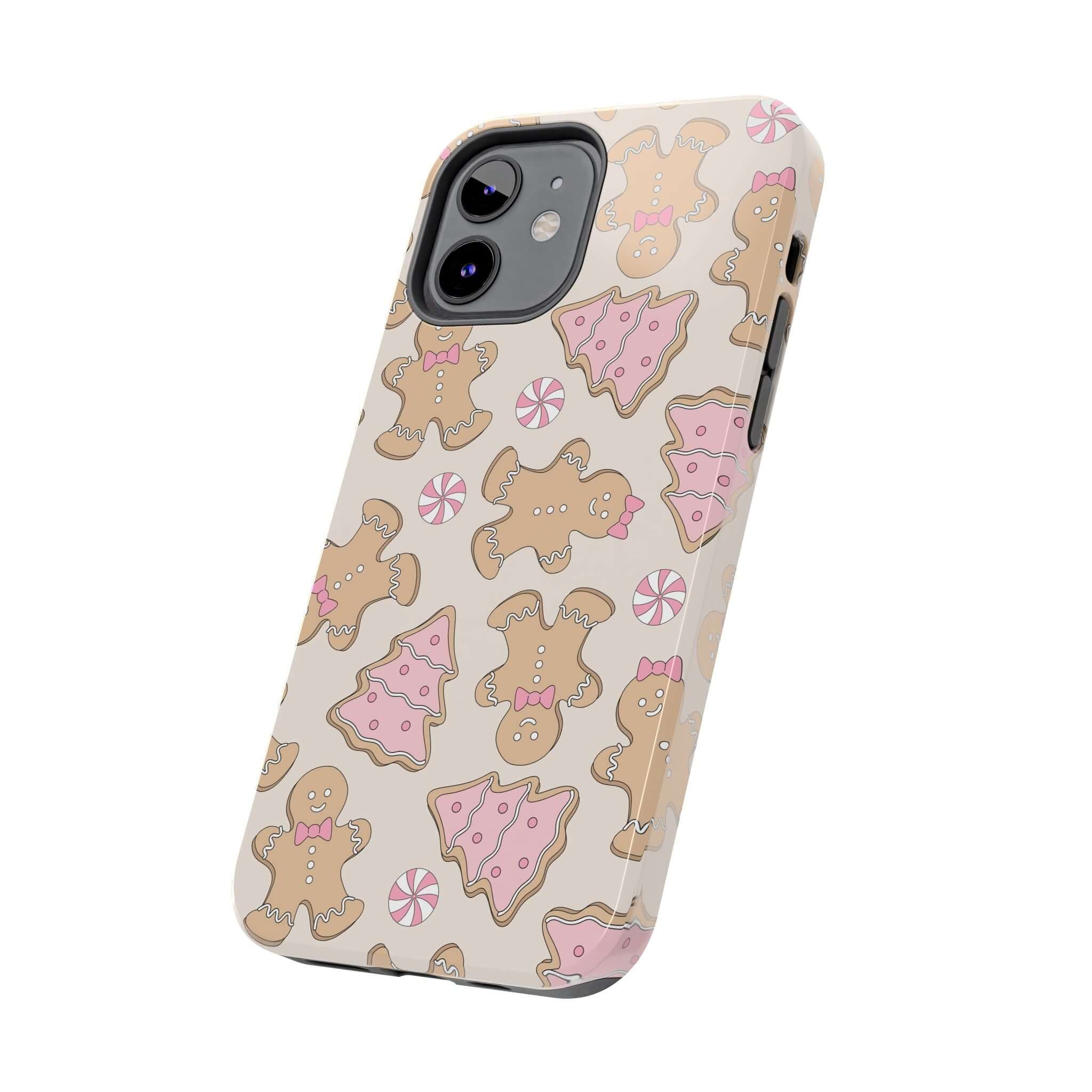 Cute Gingerbread Girlie Christmas phone case with festive cookie pattern for iPhone, perfect holiday accessory or gift.