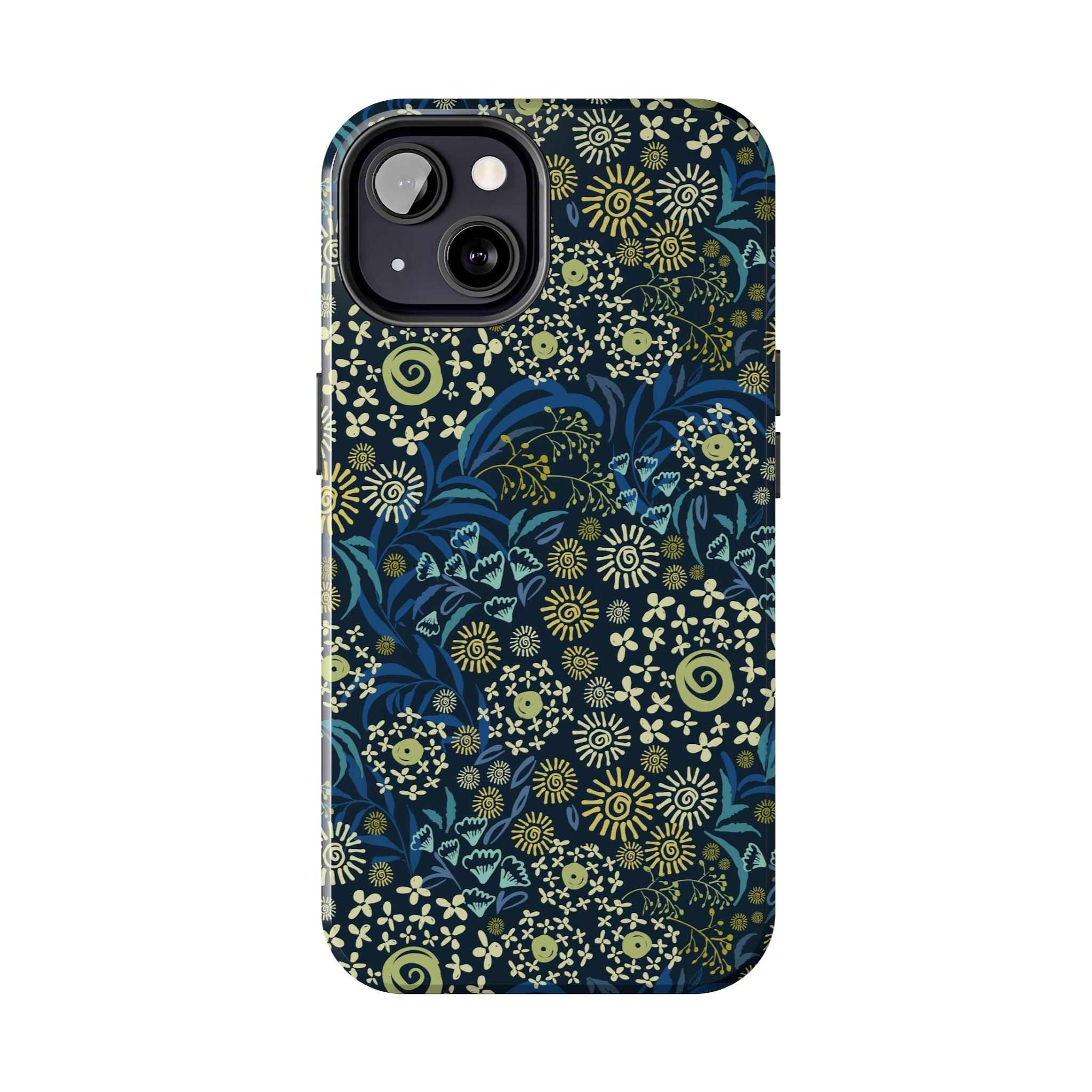 Botanic Breeze blue floral iPhone case cover with cute flower design for phone protection, perfect for iPhone users who love floral themes.