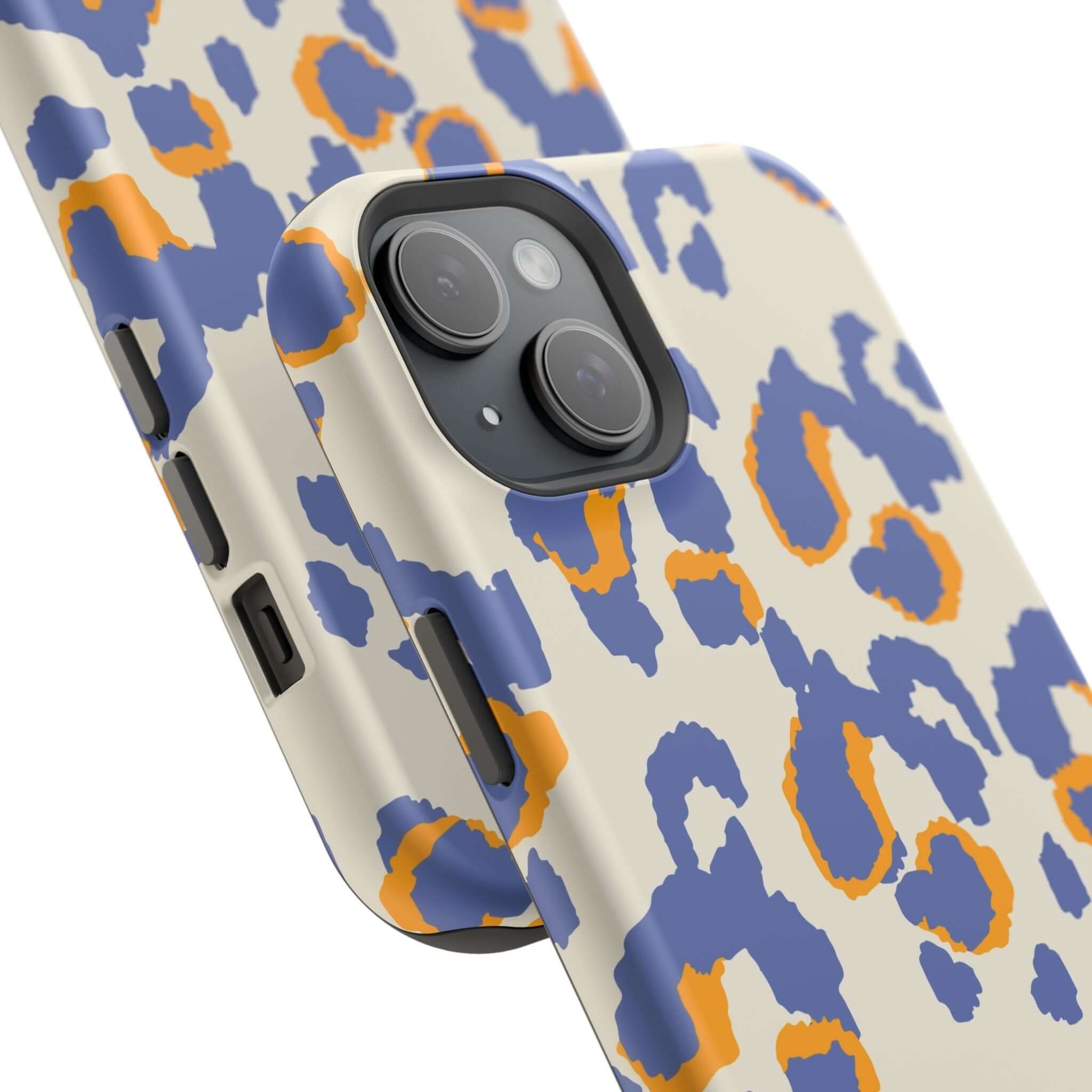 Blue Leopard Print MagSafe iPhone Case | Colorful and Cute Abstract Design | Safari Blaze Protection