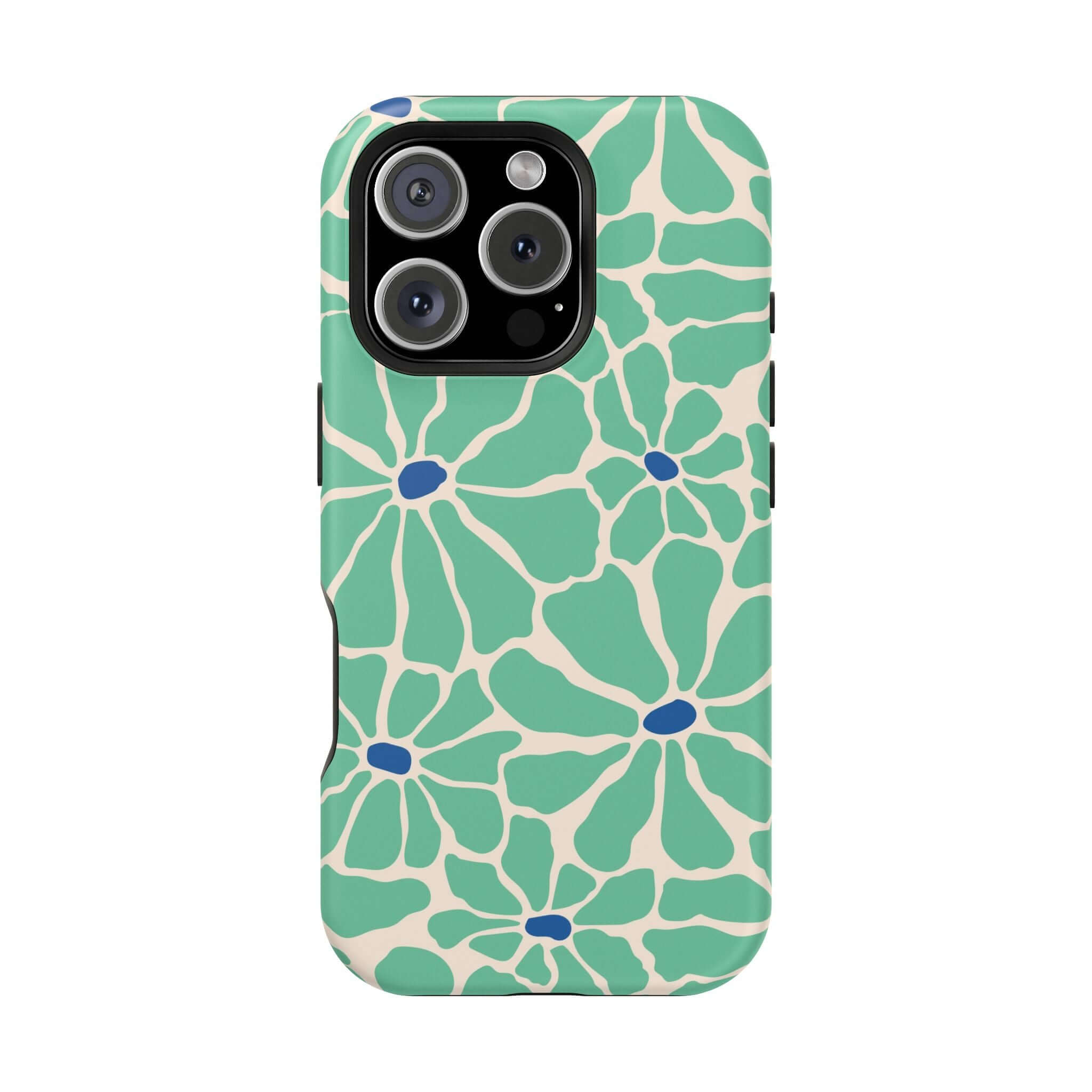 Cute tropical floral phone cover for Apple iPhone, featuring MagSafe technology for stylish protection.