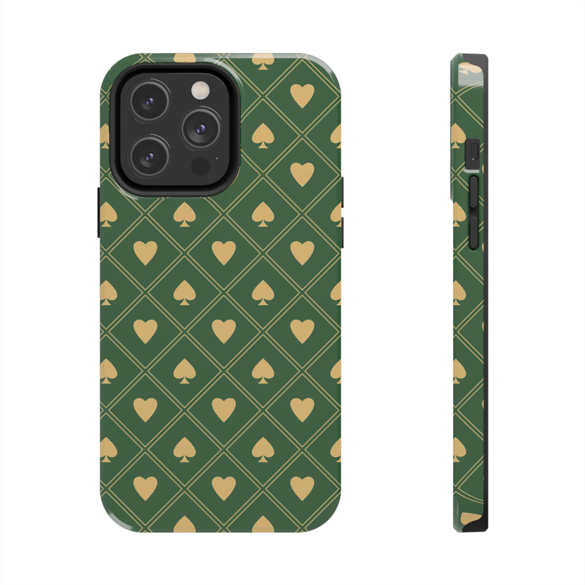 Phone Case For iPhone with Royal Flush Green Design, Cute iPhone Case, Phone Cover with Flowers, Samsung Phone Case, Free Shipping