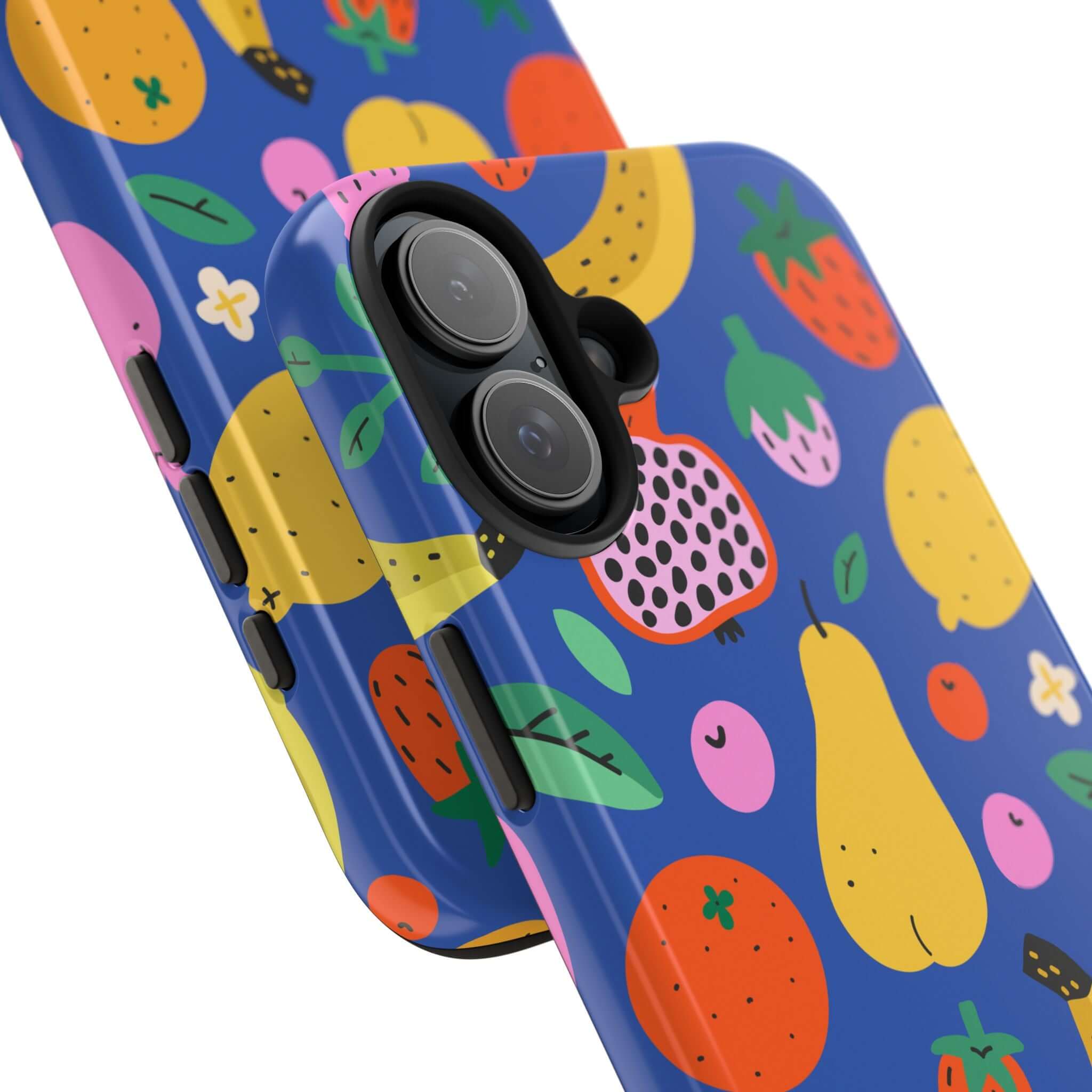 Cute beachy fruit phone case design for Apple iPhone, featuring vibrant colors and playful patterns, perfect for summer fun.