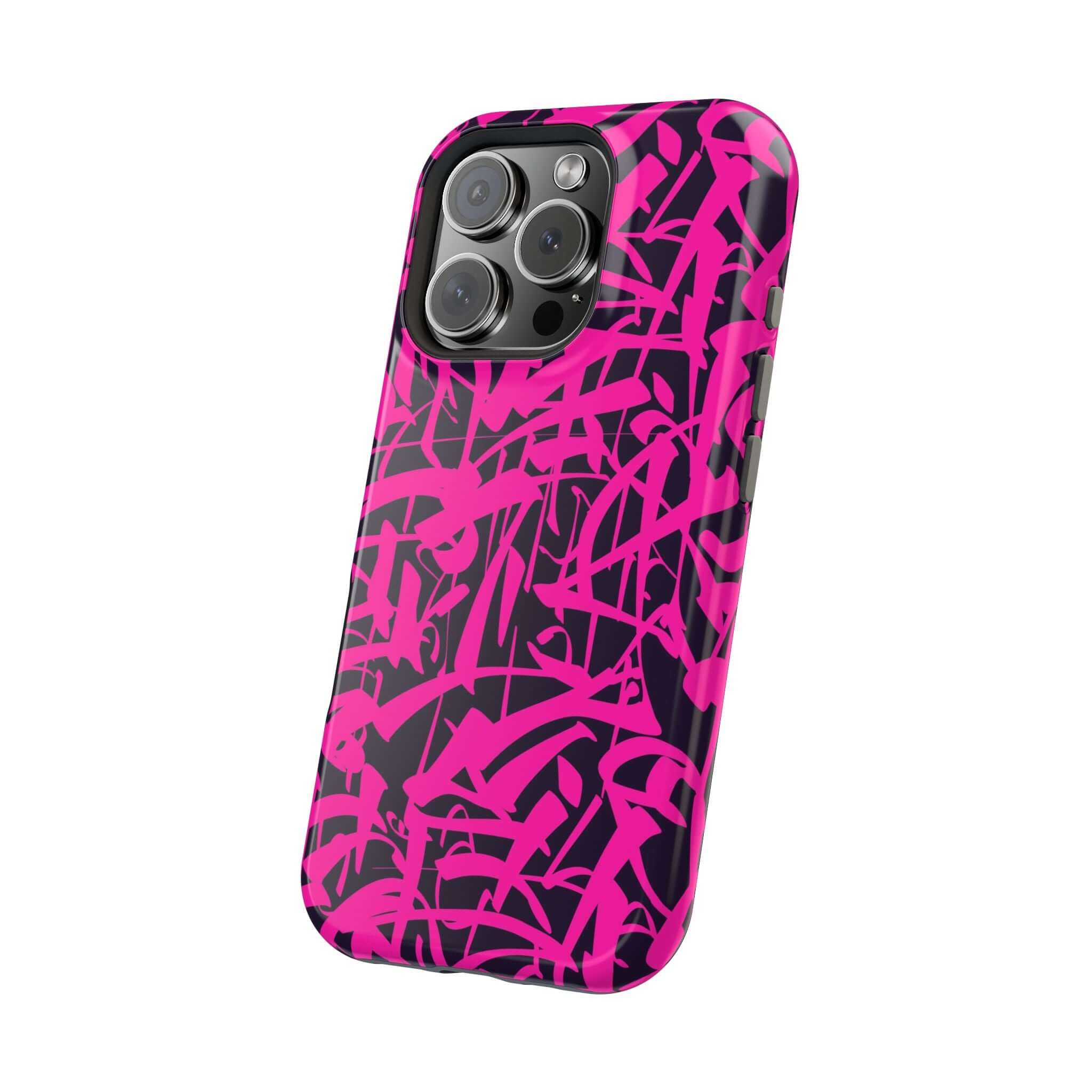 Cute pink art phone case with abstract designs, perfect for personalizing and protecting your iPhone.