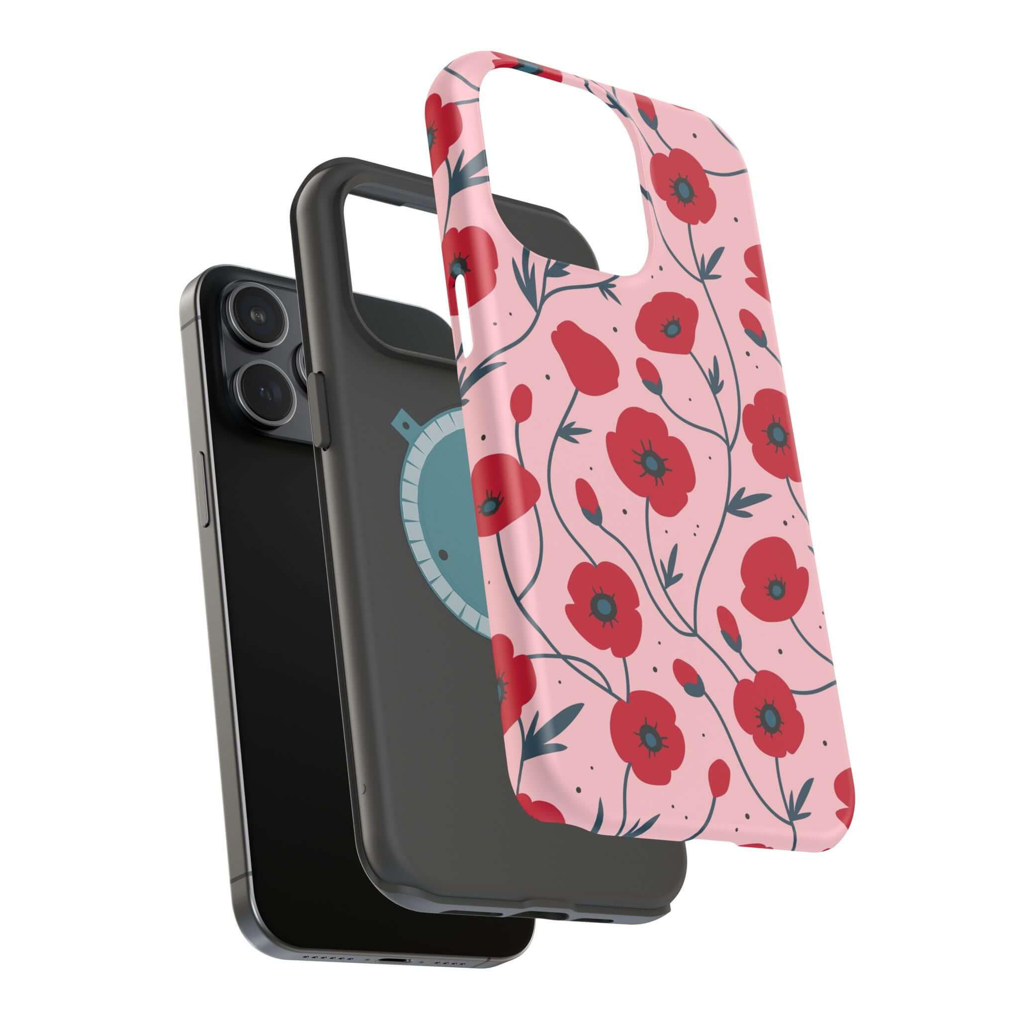 Pink Floral iPhone case by Pink n Poppy, featuring blooming flowers, a cute and stylish accessory with free shipping.